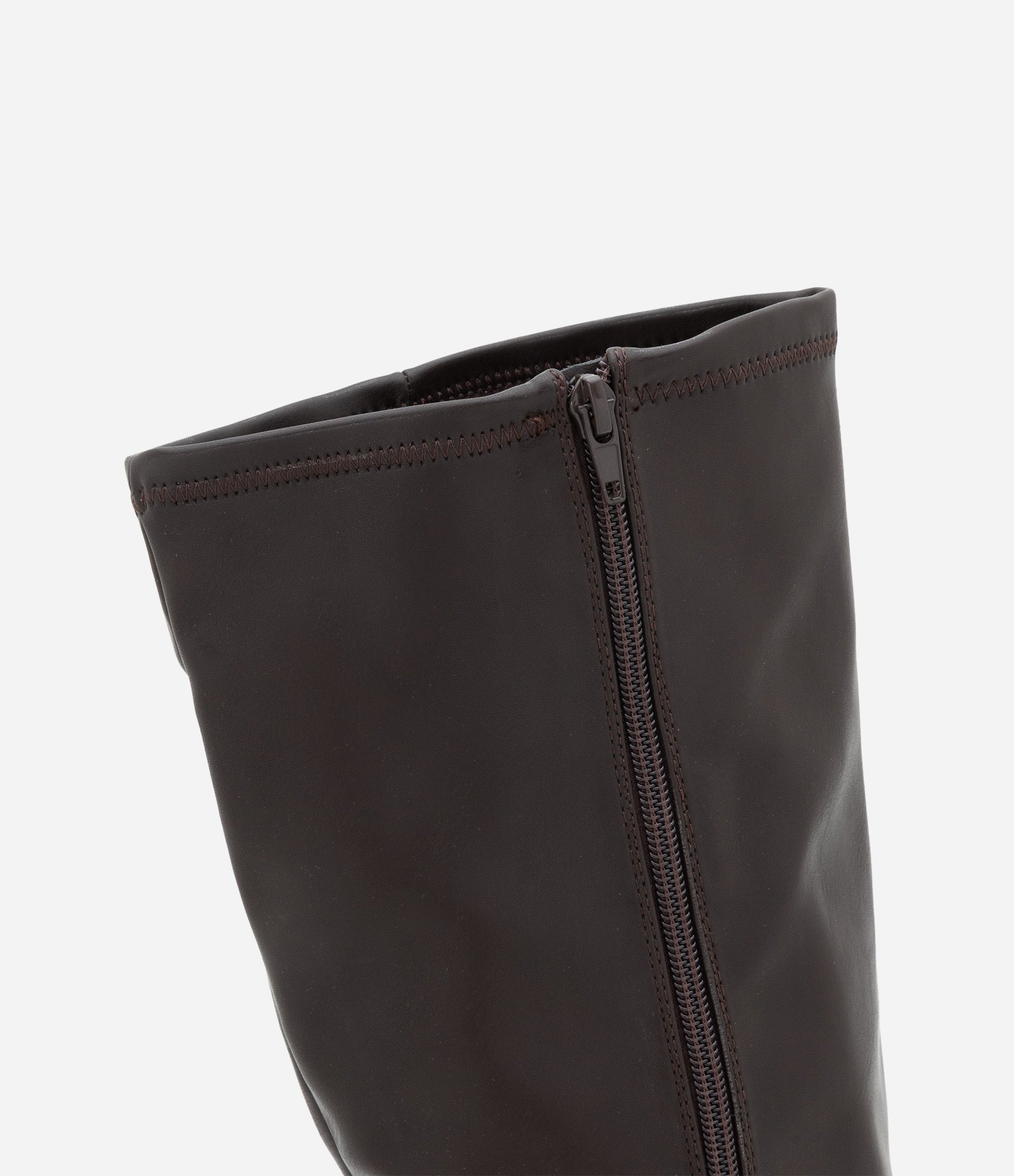 Bota Sock Boot em PU com Bico Quadrado e Salto Bloco Marrom 3