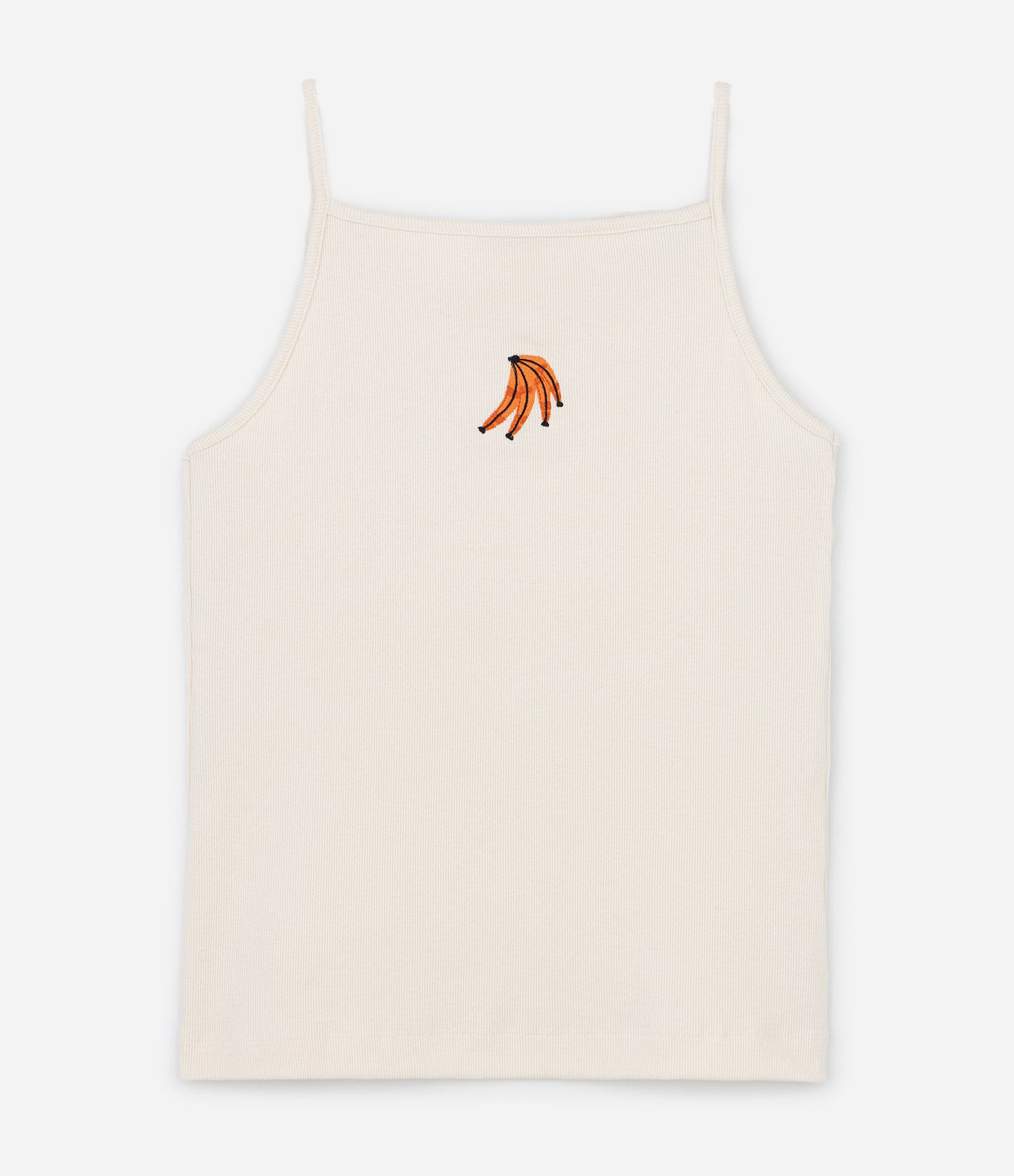 Blusa Regata em Ribana com Bordado de Fruta Curve & Plus Size Off White 4