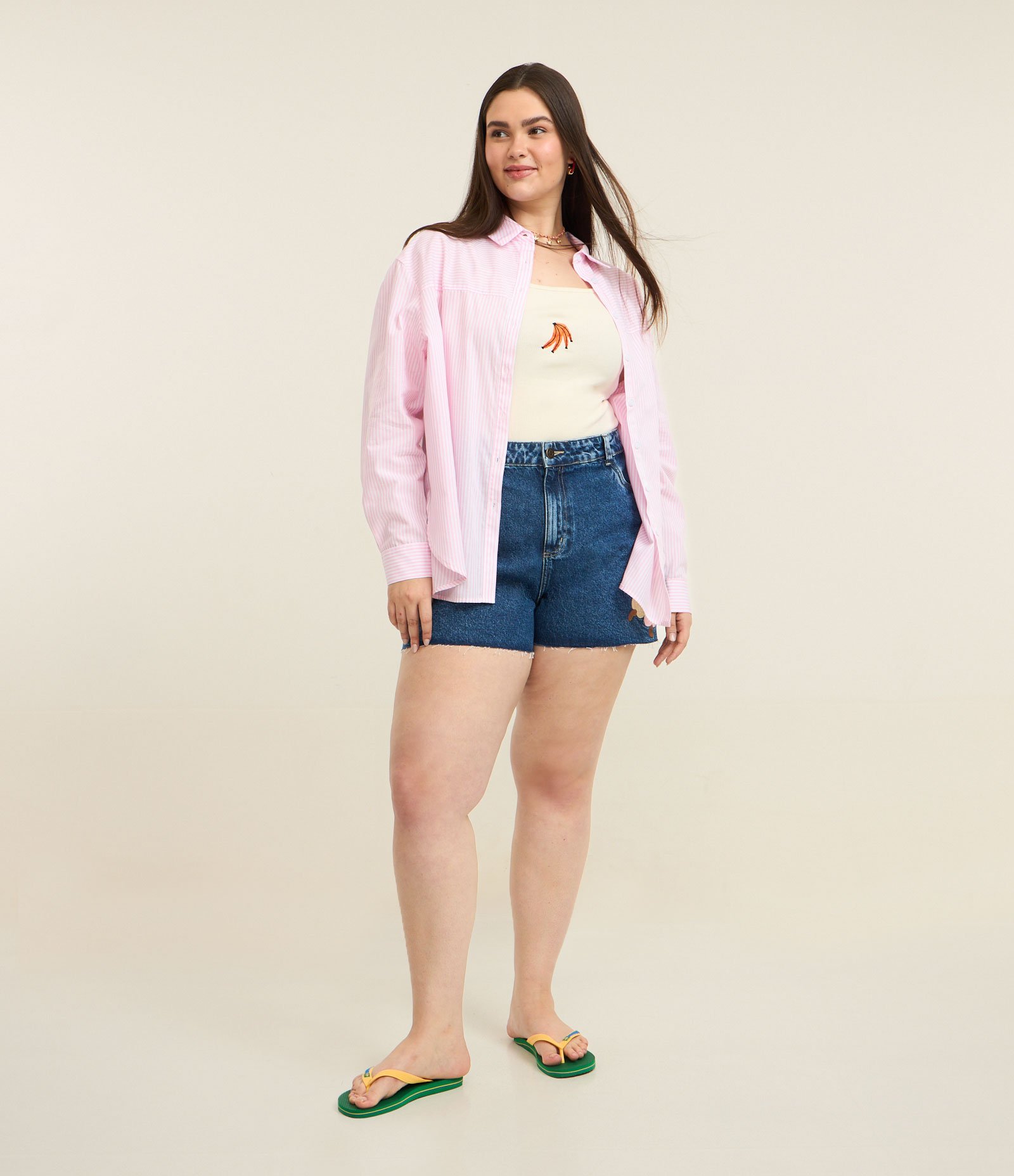 Blusa Regata em Ribana com Bordado de Fruta Curve & Plus Size Off White 2