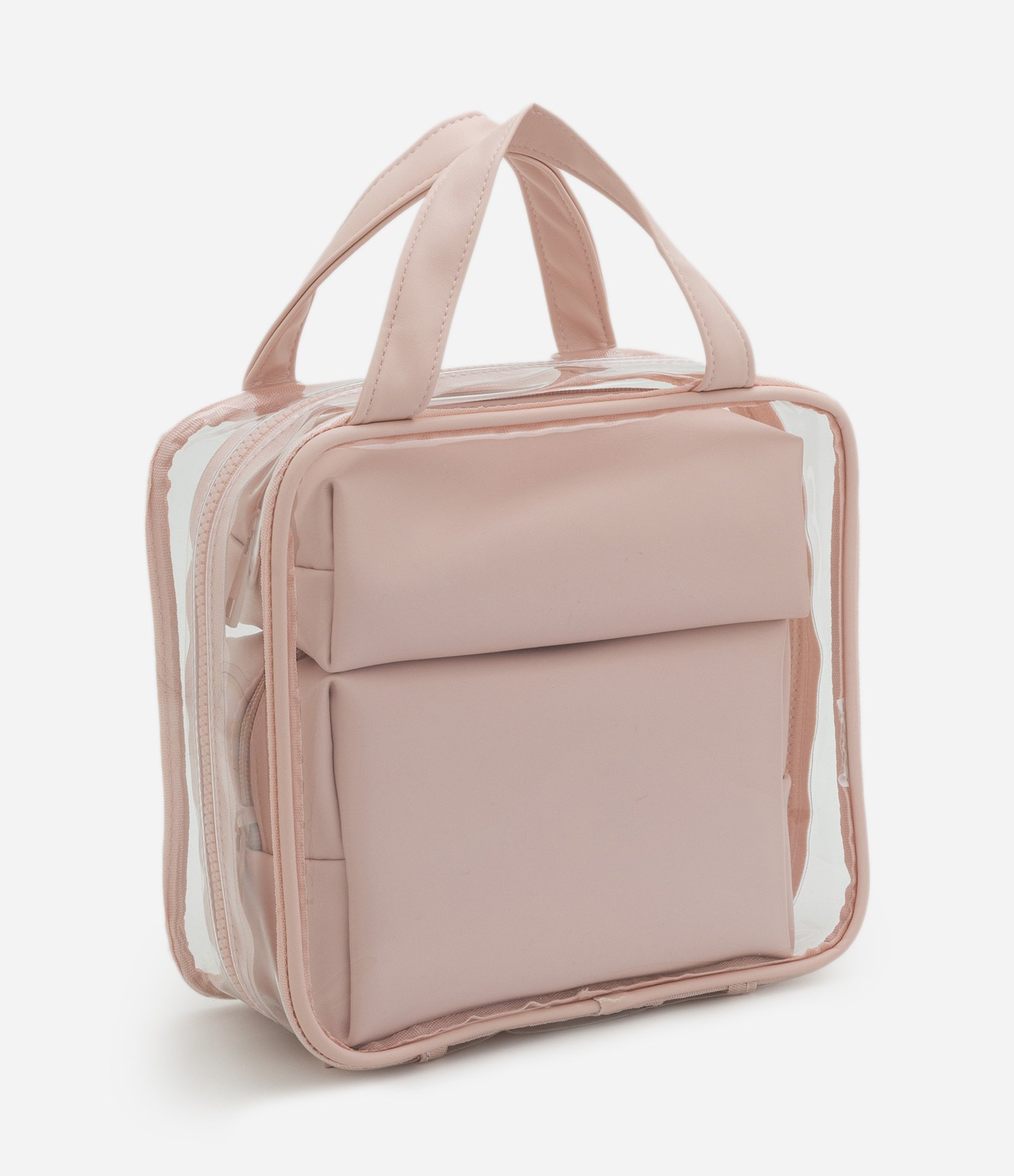 Kit 03 Nécessaires com Transparência e Alça Fixa Rosa 4