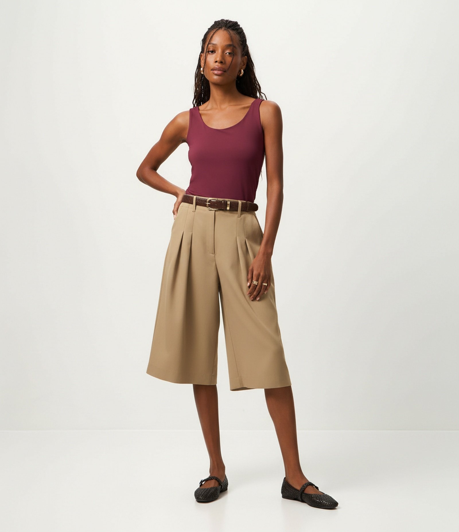 Blusa em Poliamida com Decote U e Alça Larga Bordô 5