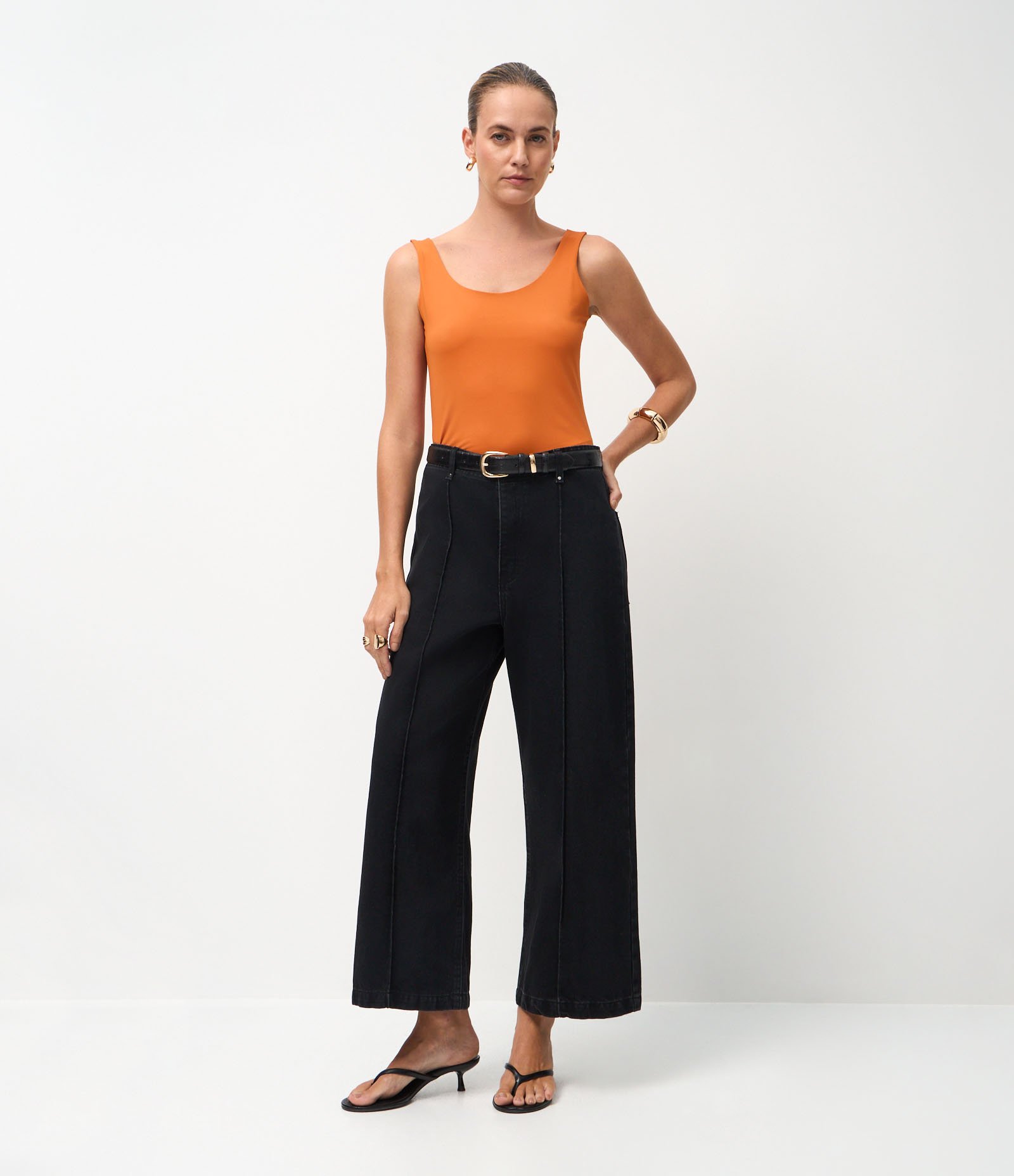 Blusa em Poliamida com Decote U e Alça Larga Laranja 3