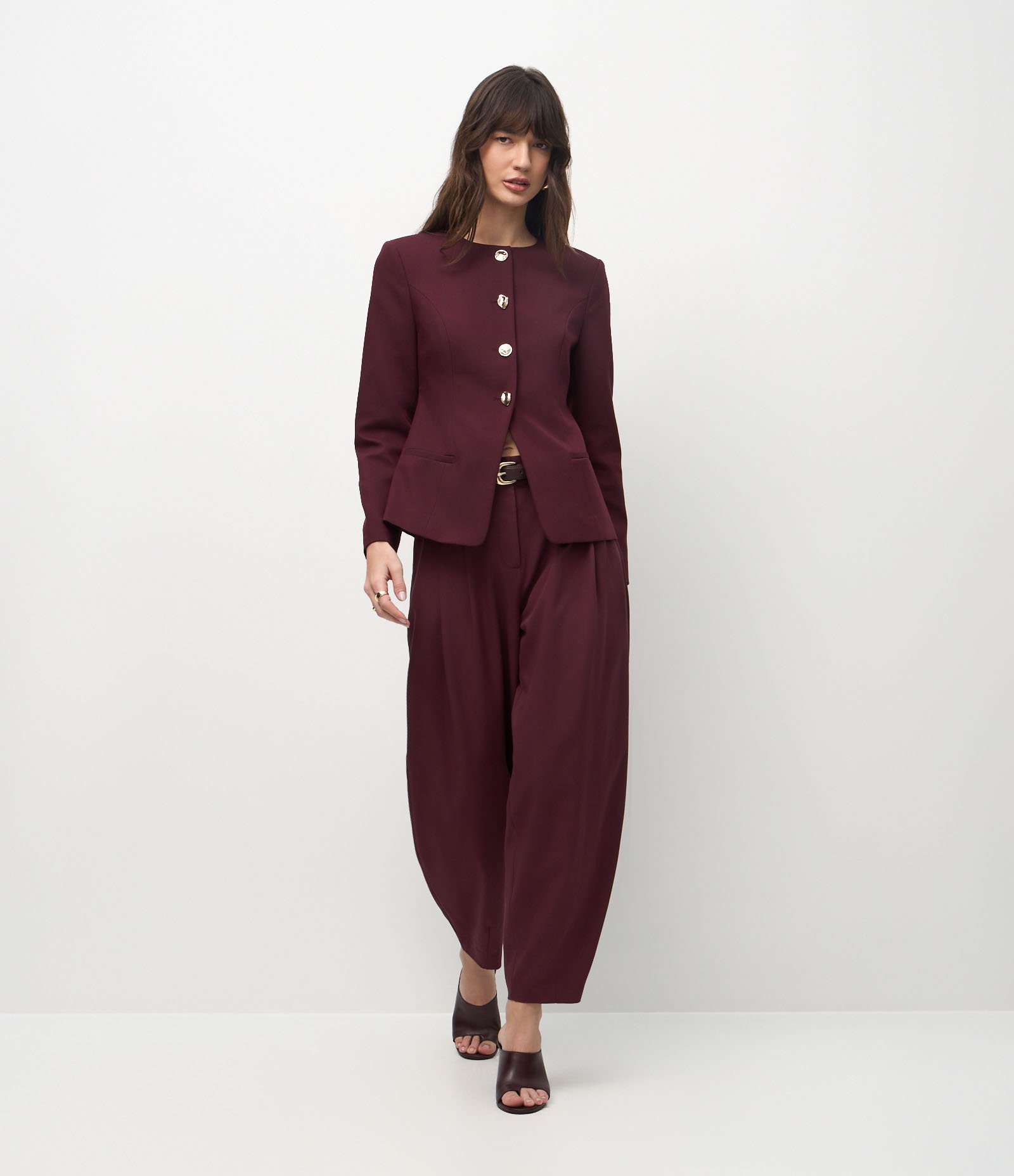 Blazer Alfaiatado com Abotoamento Frontal e Bolsos Vermelho 1