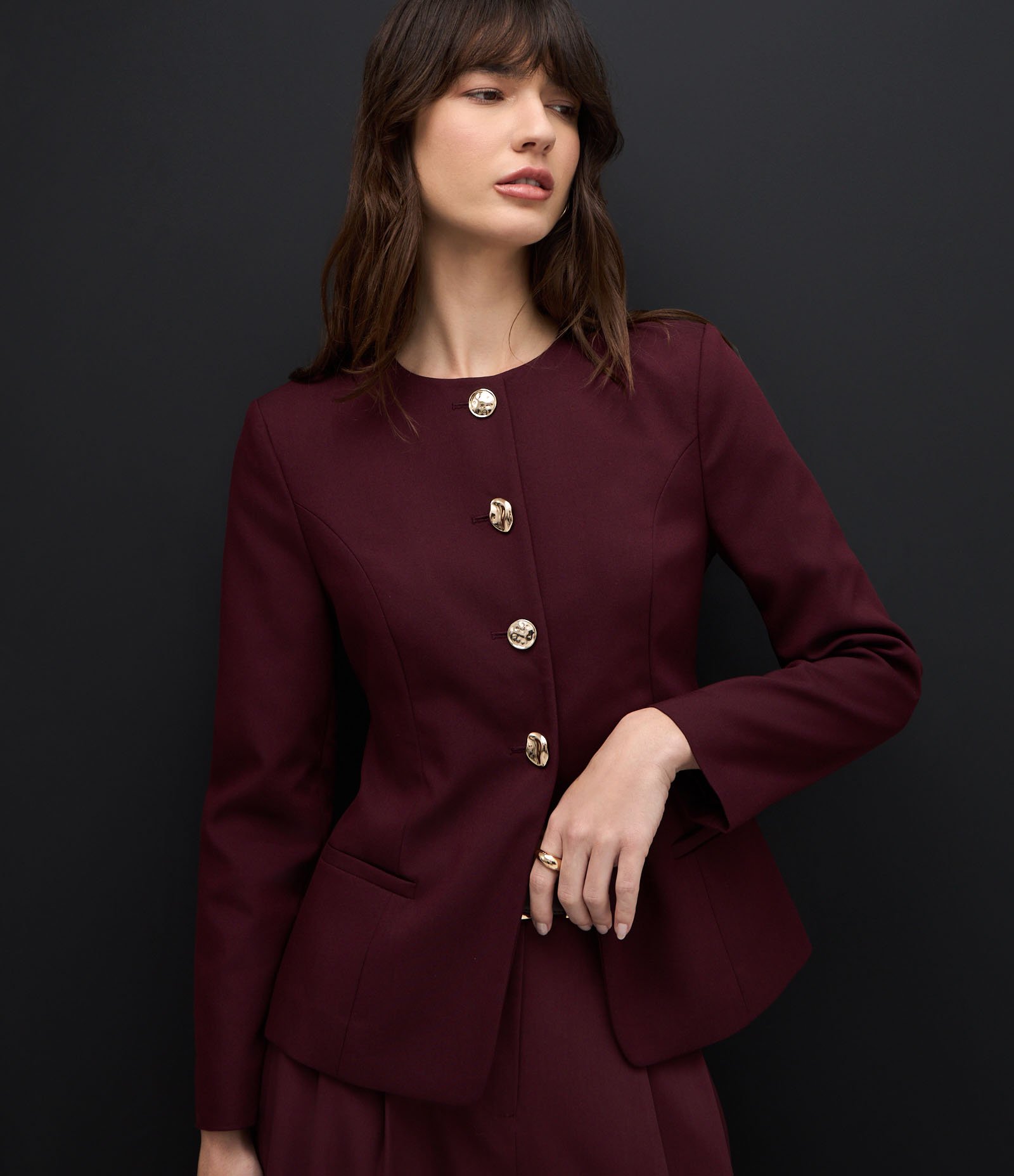 Blazer Alfaiatado com Abotoamento Frontal e Bolsos Vermelho 3