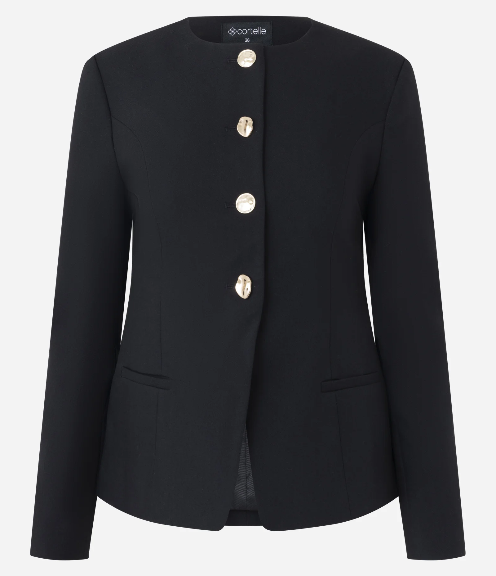 Blazer Alfaiatado com Abotoamento Frontal e Bolsos Preto 5