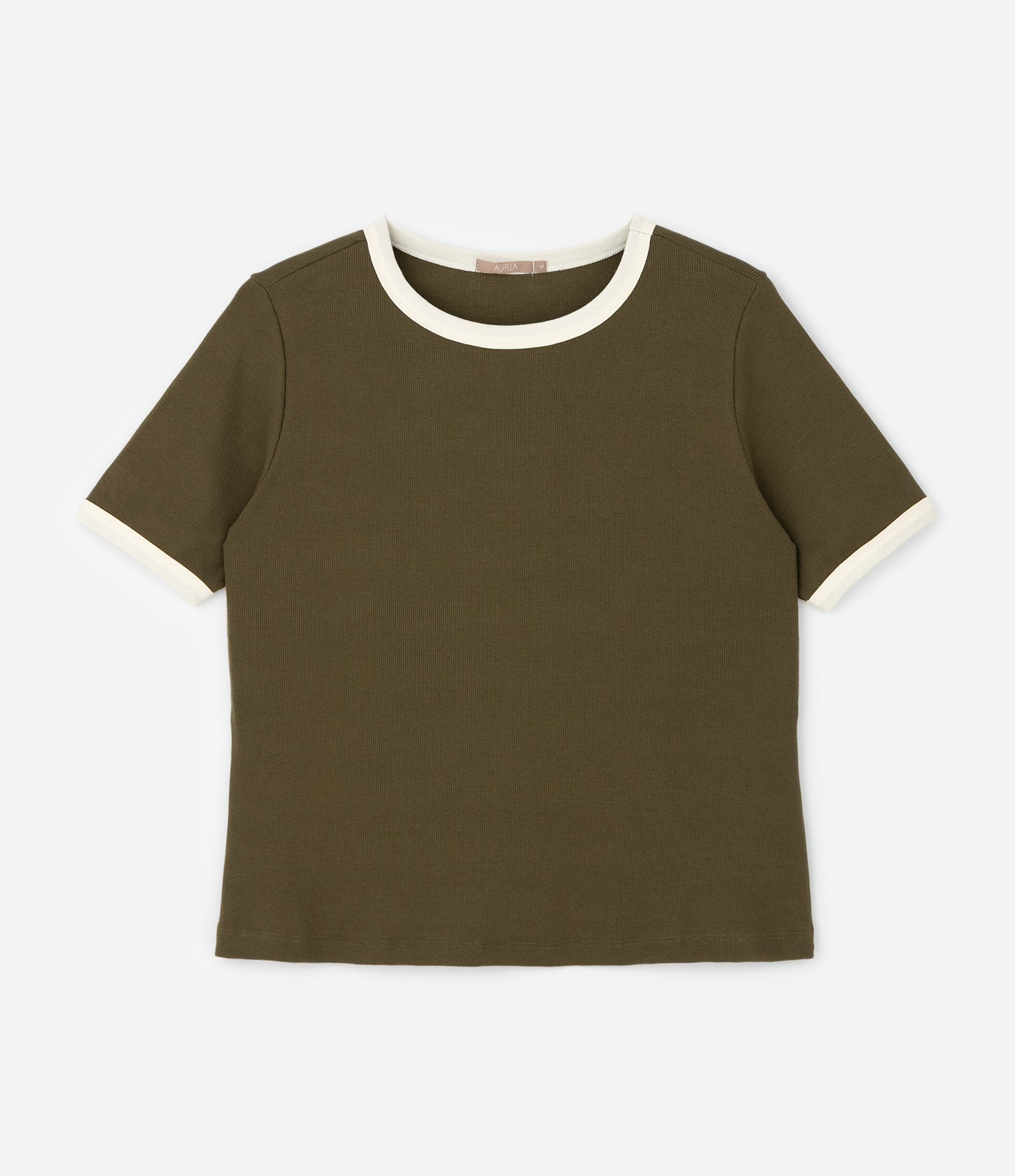 Blusa Babylook em Ribana com Acabamento Contrastante Curve & Plus Size Verde 1