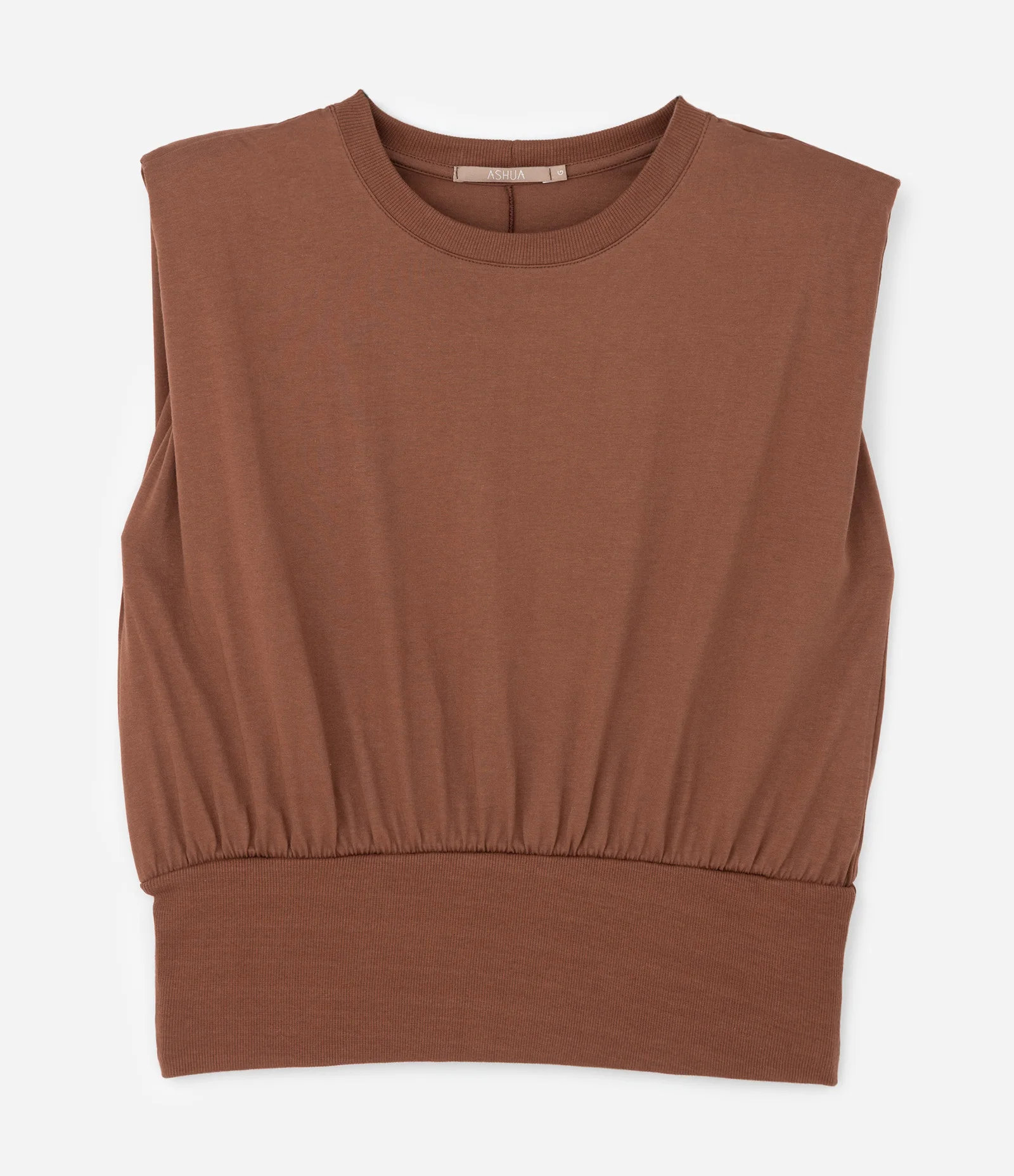 Blusa Regata Muscle com Barra Larga e Franzido Curve & Plus Size Marrom 1