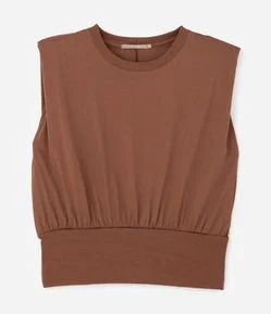 Blusa Regata Muscle com Barra Larga e Franzido Curve & Plus Size