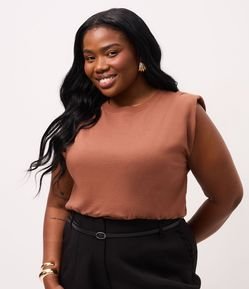 Blusa Regata Muscle com Barra Larga e Franzido Curve & Plus Size
