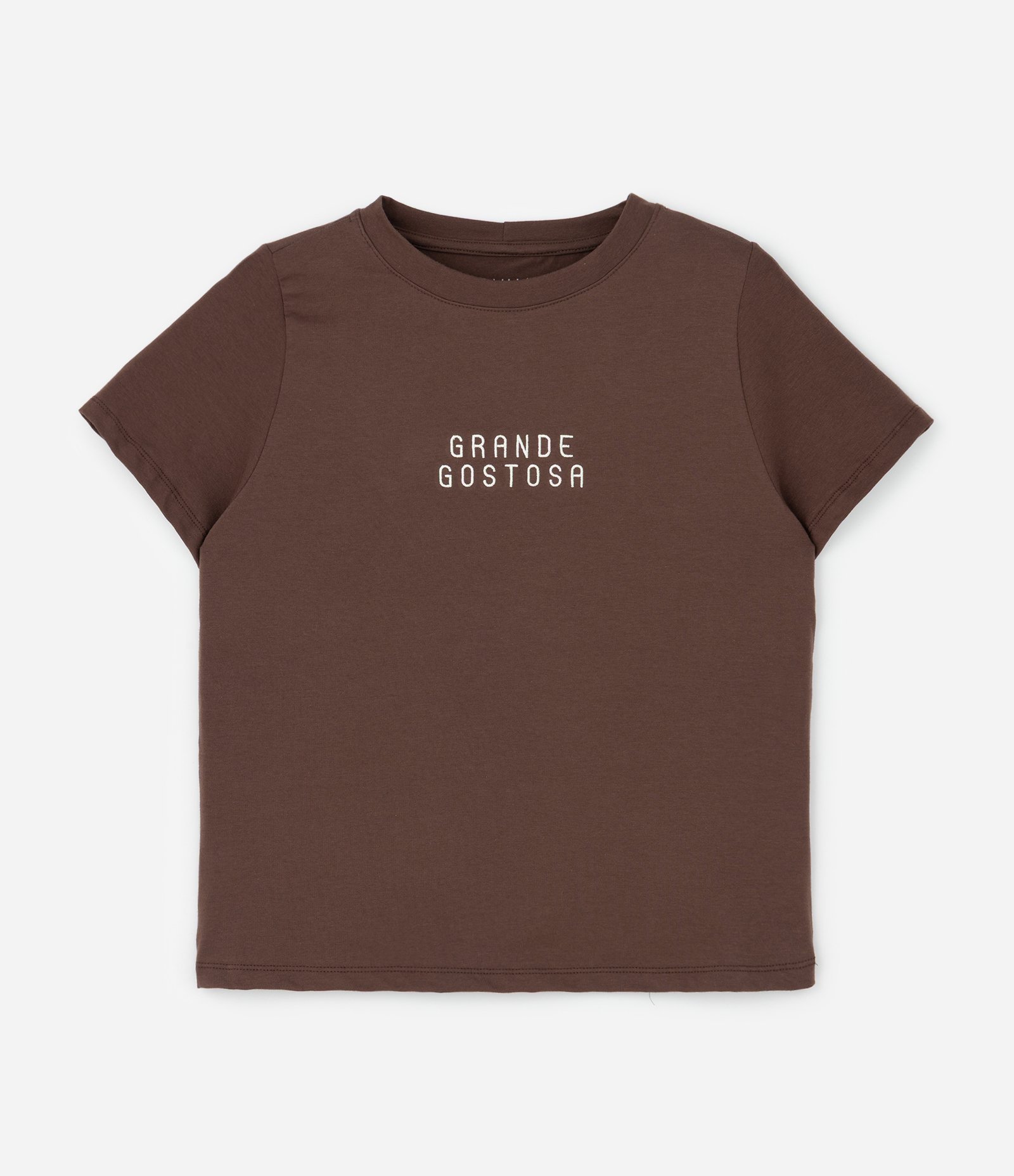 Blusa Baby Look em Cotton Grande Gostosa Curve & Plus Size Marrom 3