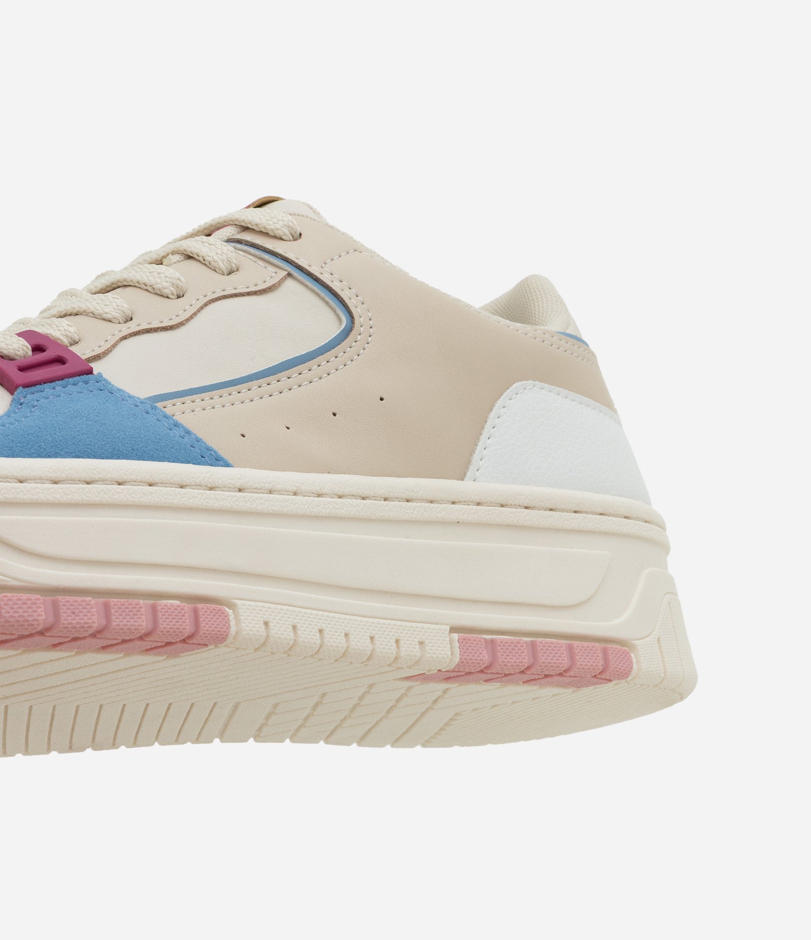 Tênis Cano Baixo com Recortes Branco / Azul / Rosa 2