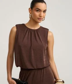 Blusa em Ribana com Ombreiras e Leve Brilho