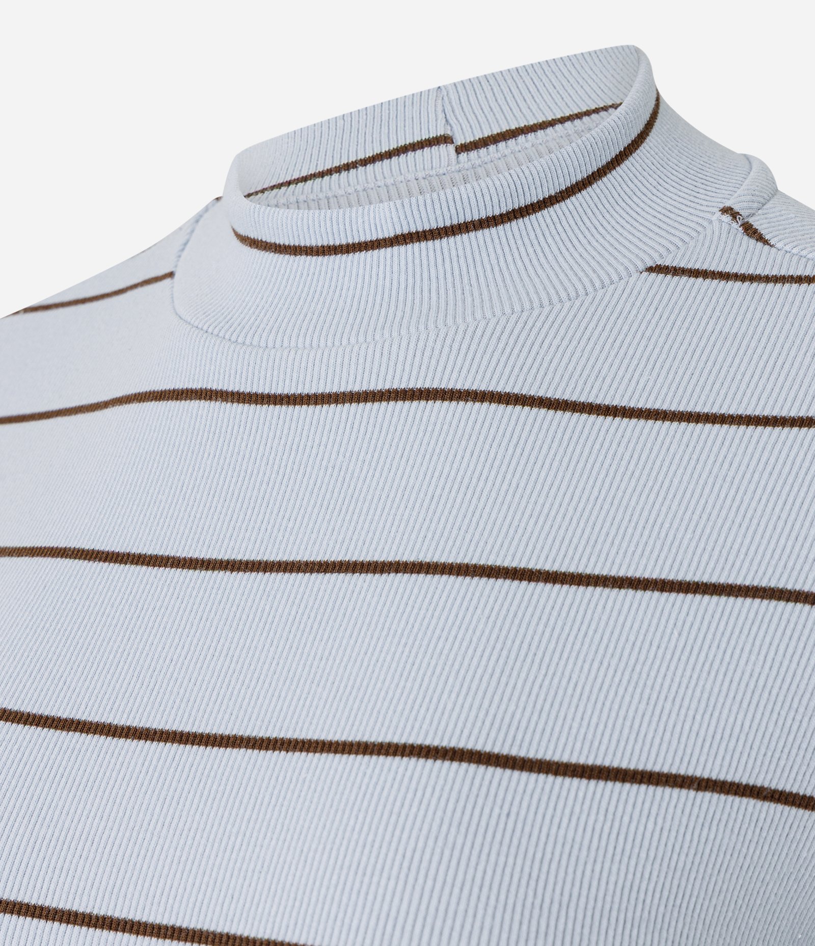 Blusa em Ribana com Golinha Média e Estampa Listrada Azul 2