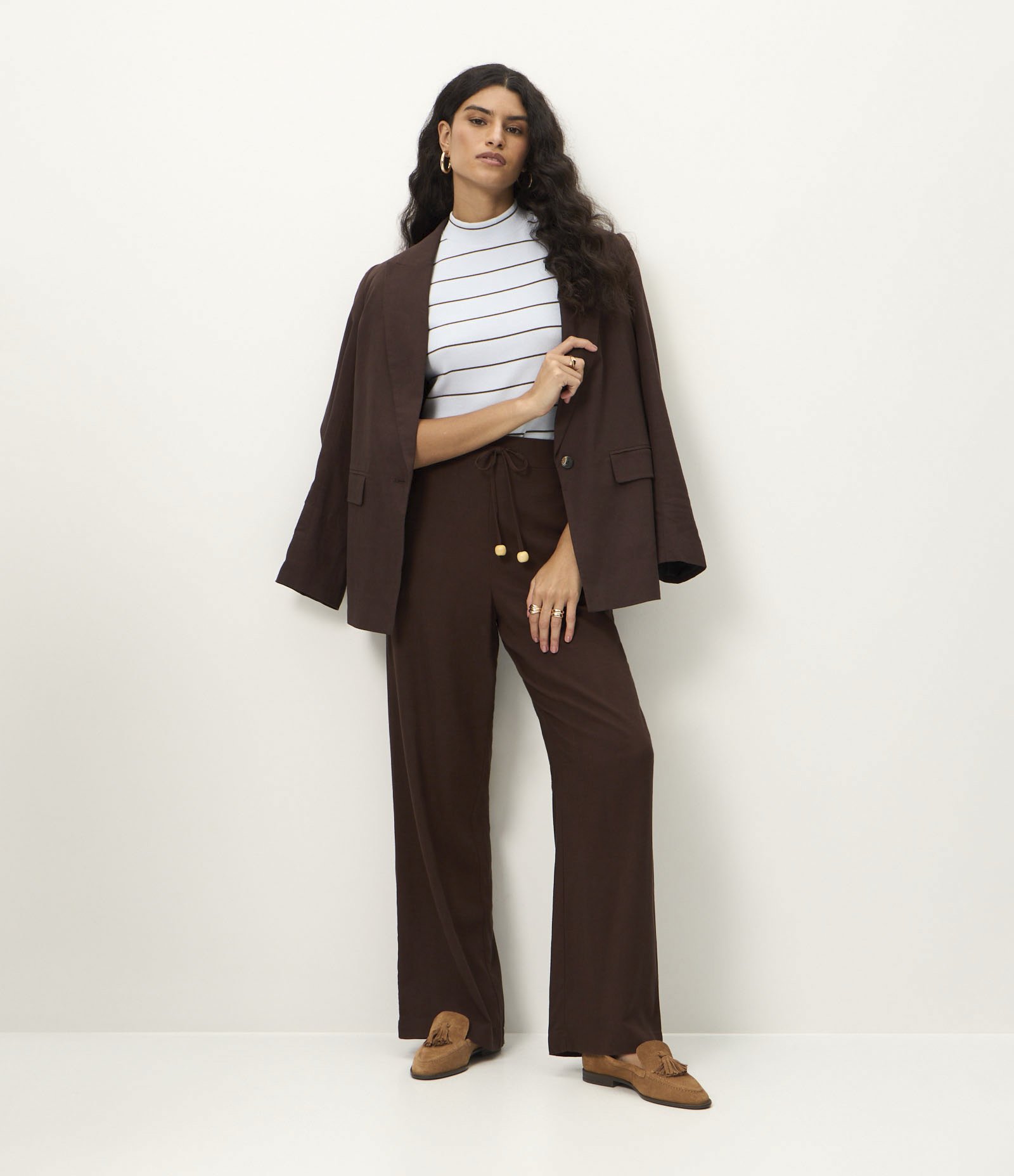 Blusa em Ribana com Golinha Média e Estampa Listrada Azul 2