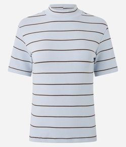 Blusa em Ribana com Golinha Média e Estampa Listrada