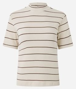 Blusa em Ribana com Golinha Média e Estampa Listrada