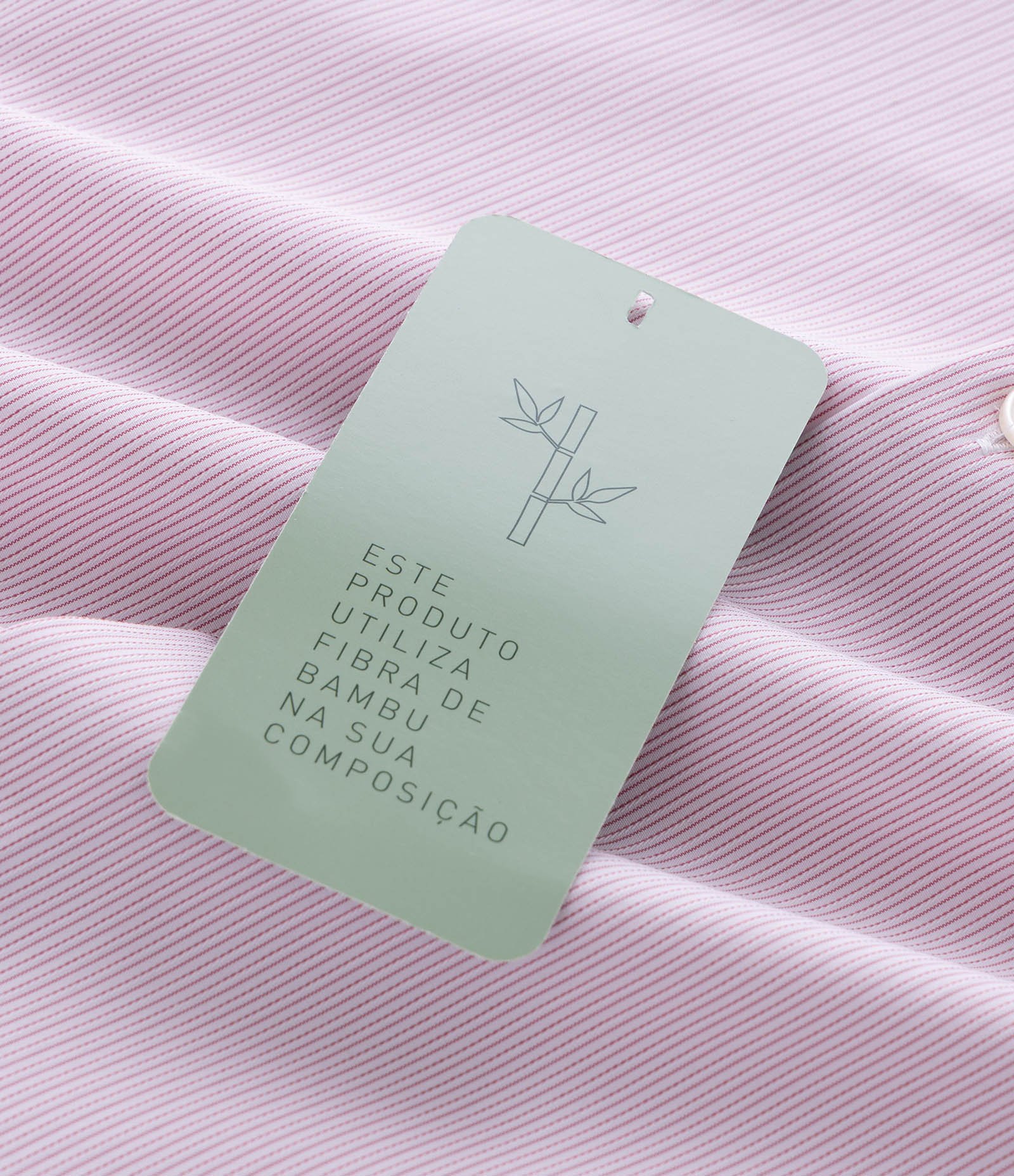 Camisa com Fibra de Bambu Maquinetada com Listras Rosa Claro 3