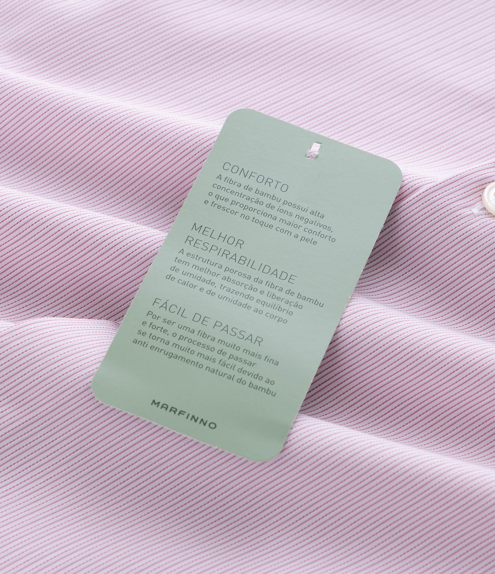 Camisa com Fibra de Bambu Maquinetada com Listras Rosa Claro 4