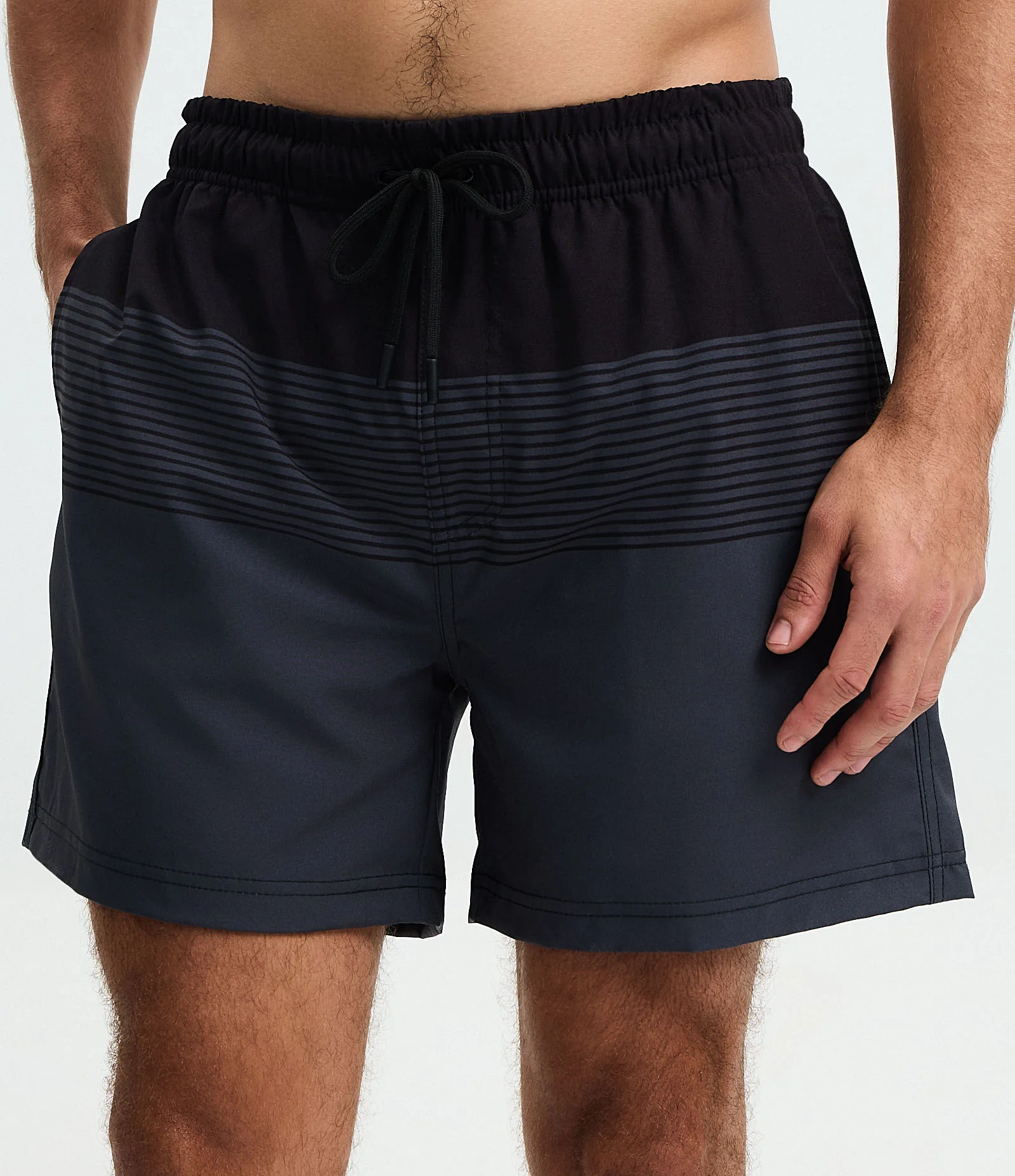 Bermuda de Banho em Microfibra com Estampa em Blocos Preto 2