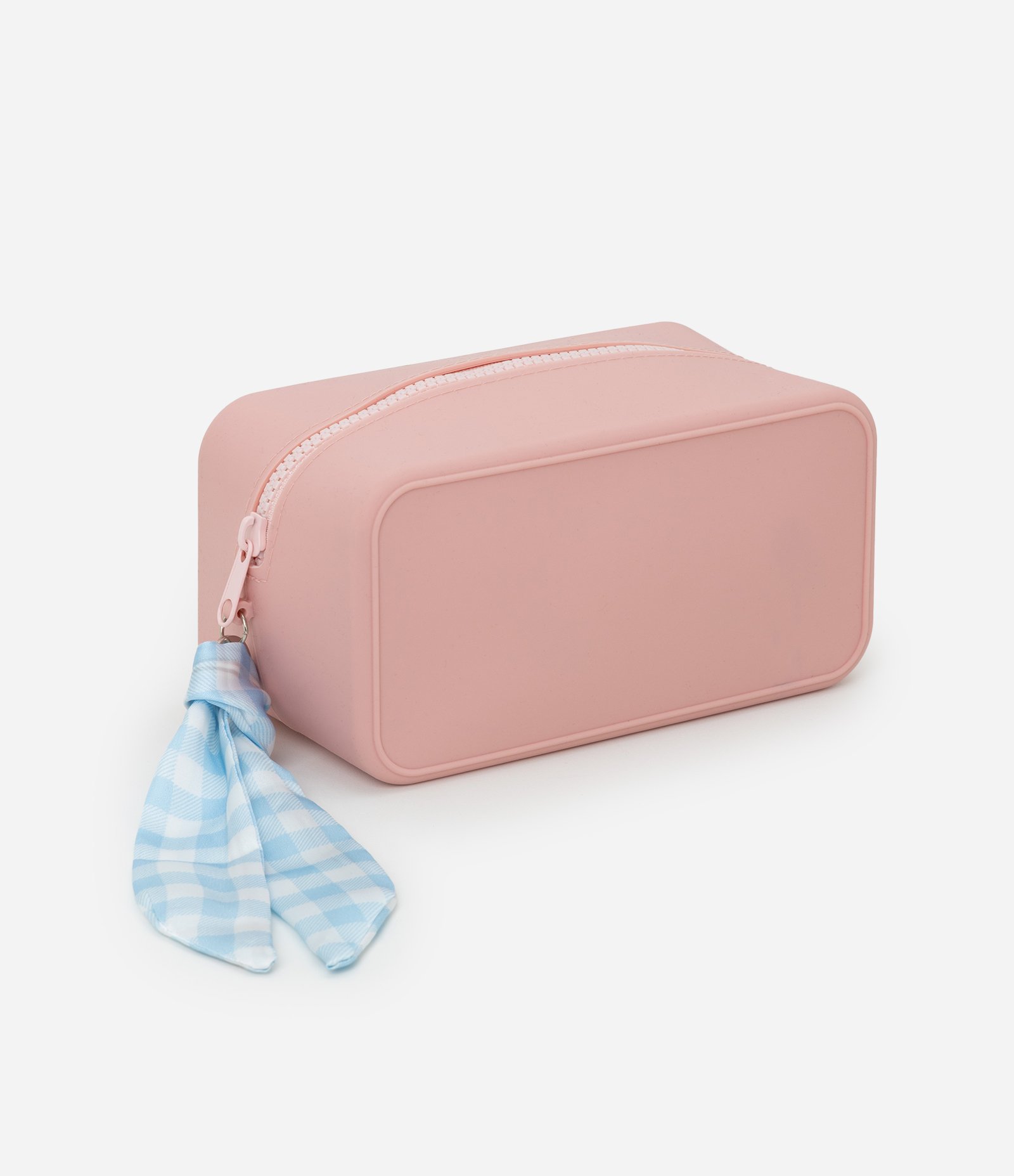 Necessaire Média Retangular com Puxador de Lenço Rosa 1