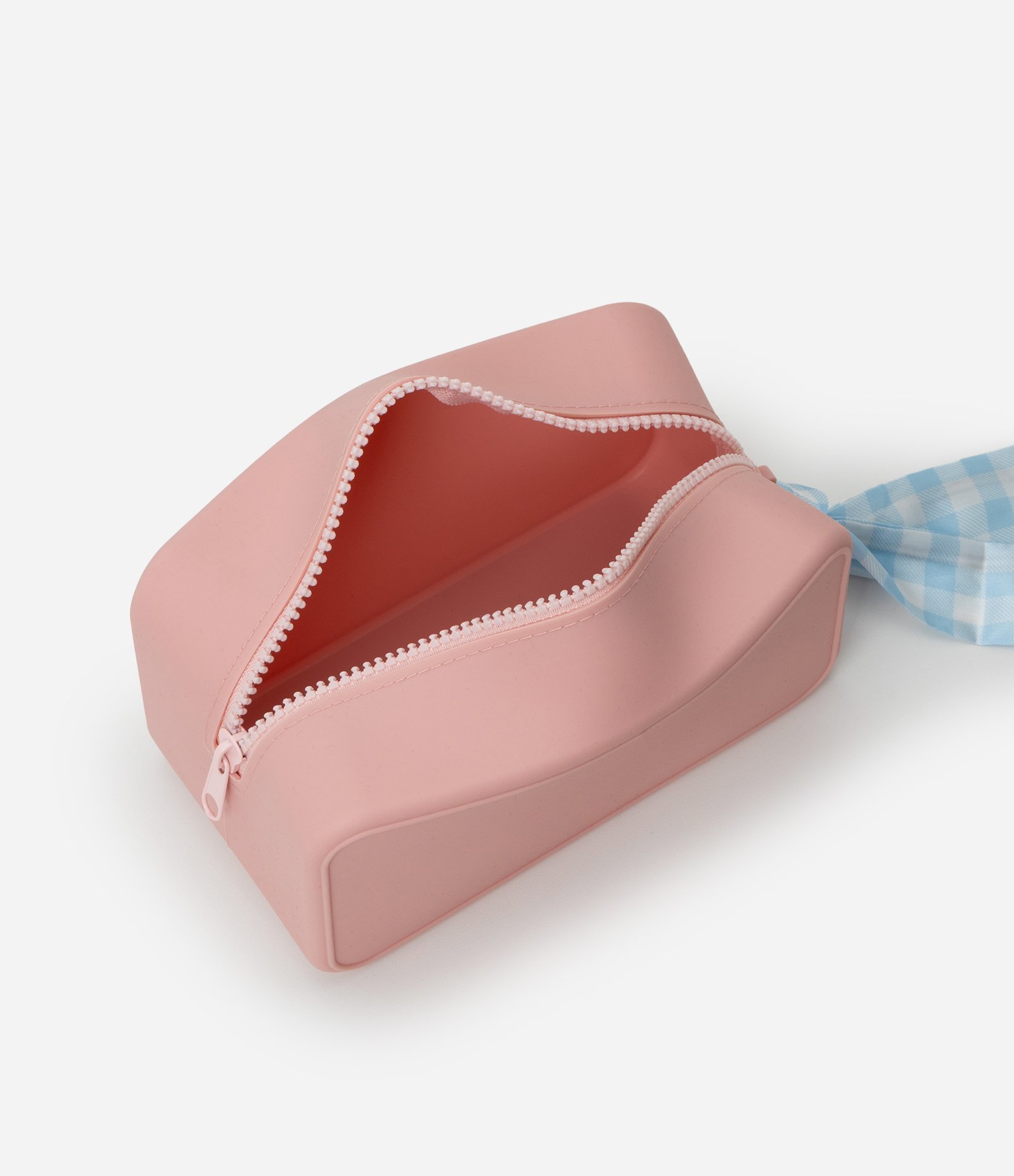 Necessaire Média Retangular com Puxador de Lenço Rosa 4