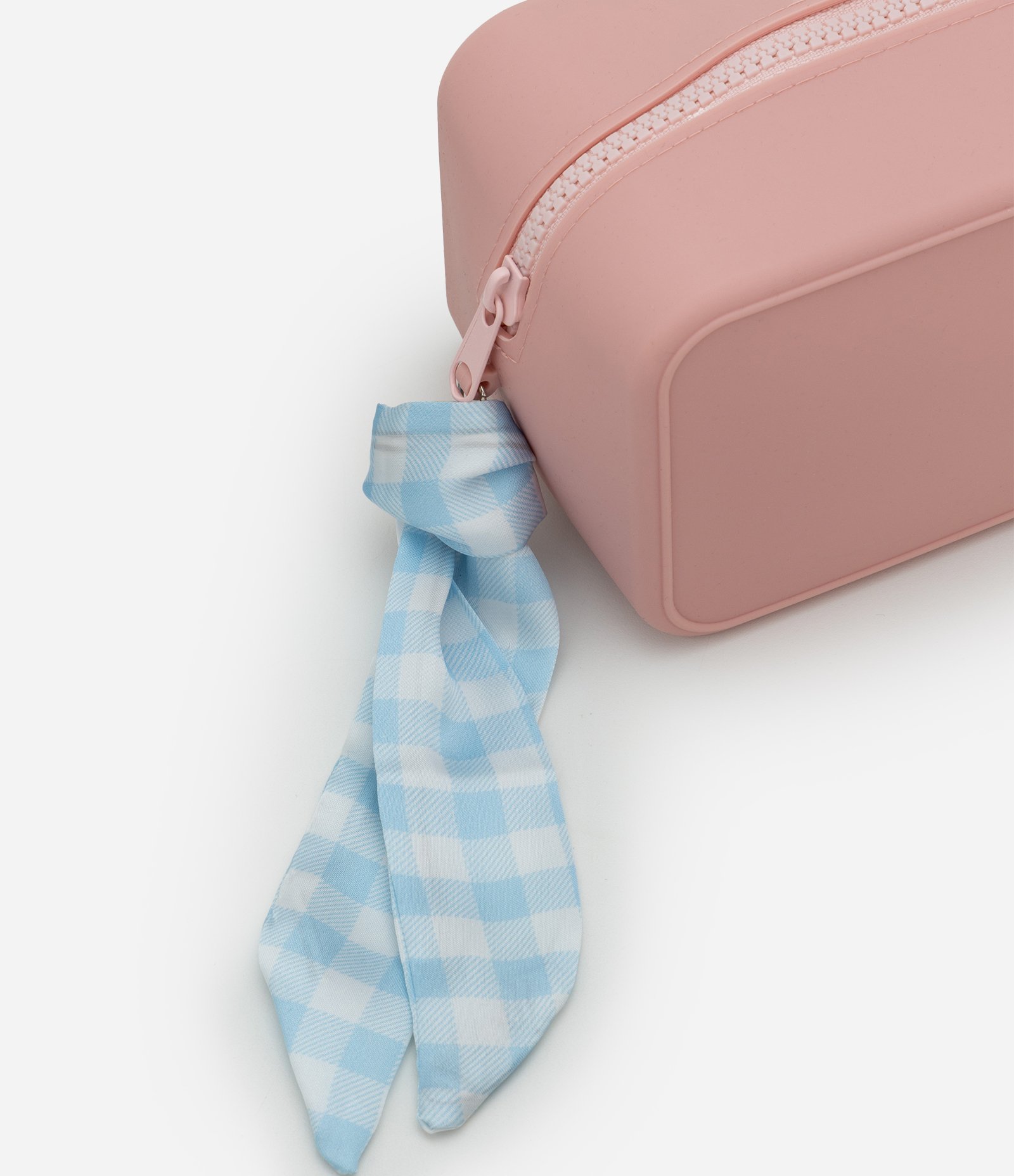 Necessaire Média Retangular com Puxador de Lenço Rosa 5