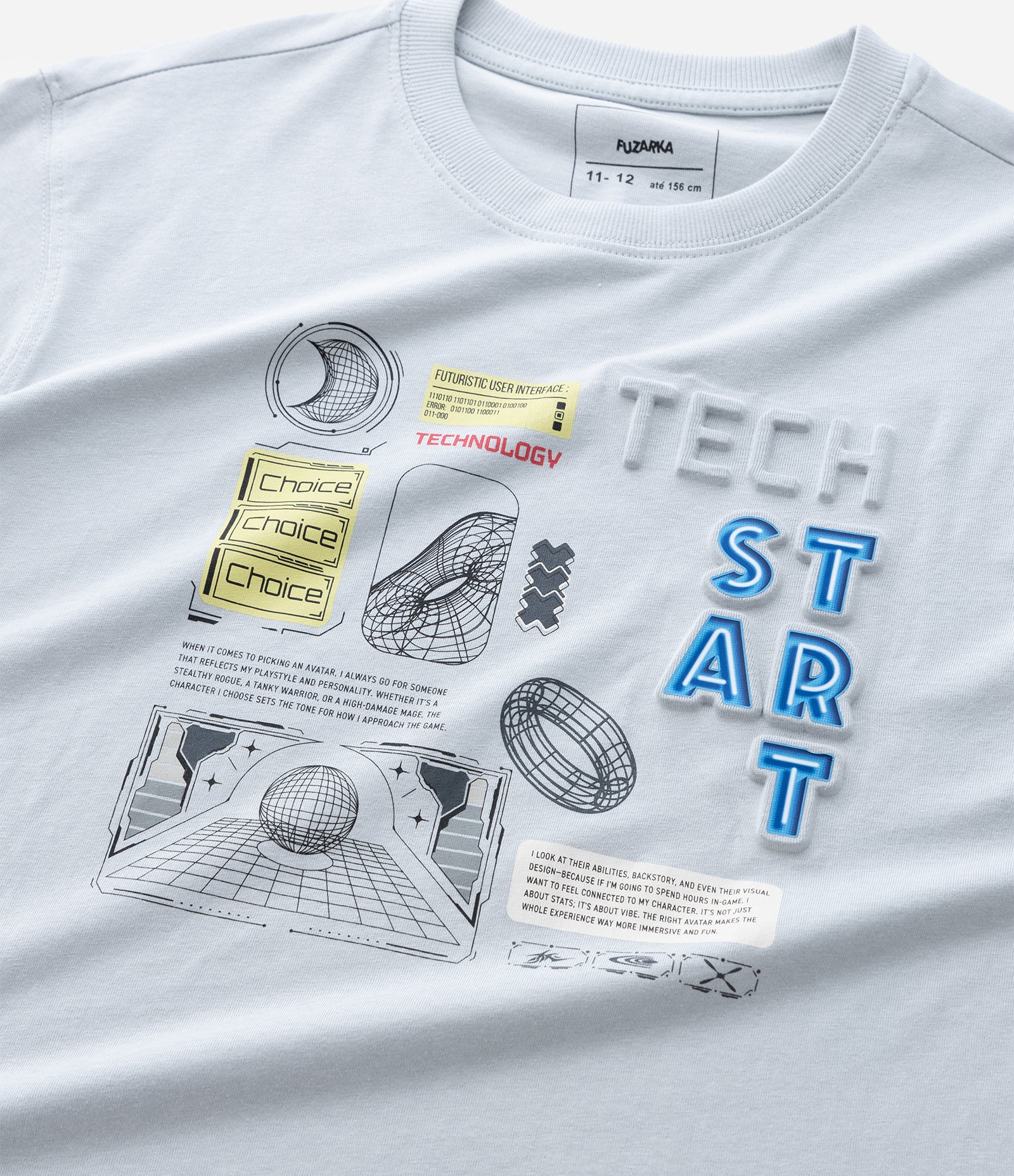 Camiseta Infantil em Interlock com Lettering Tech Start – Tam 5 a 14 Anos Cinza Claro 5