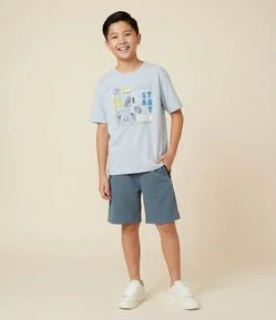 Camiseta Infantil em Interlock com Lettering Tech Start – Tam 5 a 14 Anos