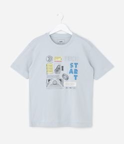 Camiseta Infantil em Interlock com Lettering Tech Start – Tam 5 a 14 Anos