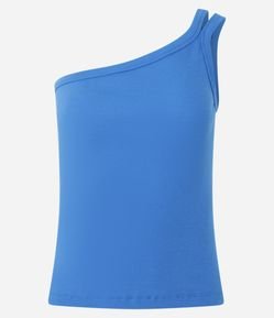 Blusa em Ribana com Um Ombro Só e Alça Dupla