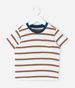 Camiseta Infantil Comfort Listrada com Bolso – Tam 1 a 5/6 Anos