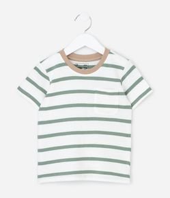 Camiseta Infantil Comfort Listrada com Bolso – Tam 1 a 5/6 Anos