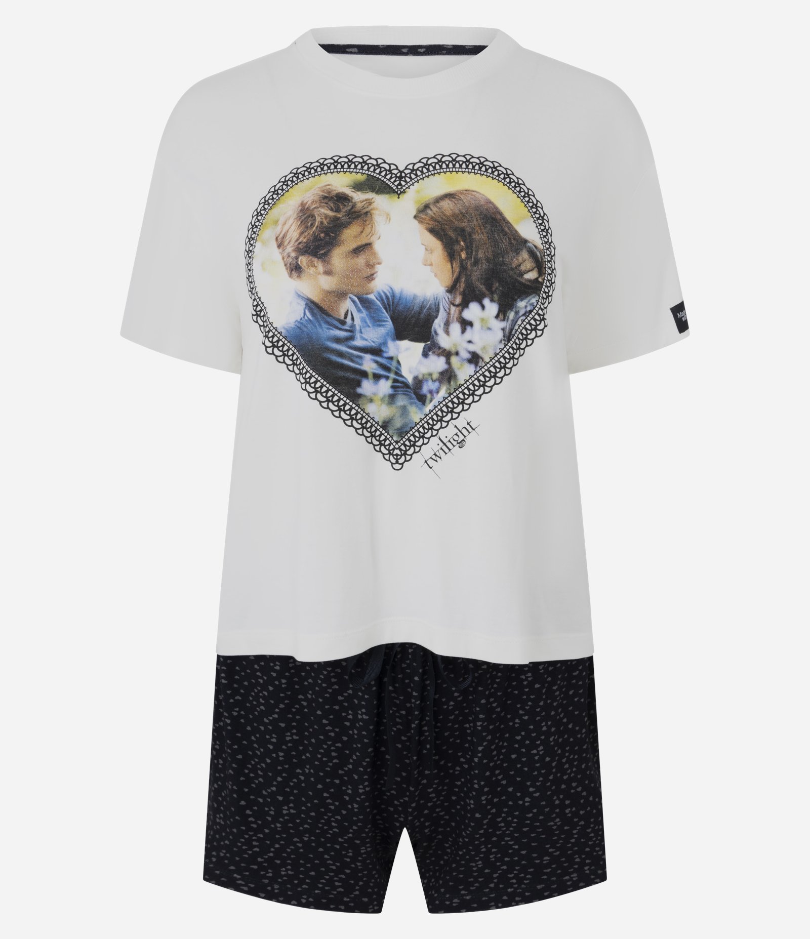 Pijama Short Doll com Estampa Crepúsculo Branco/Preto 1