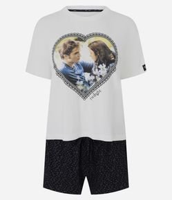 Pijama Short Doll com Estampa Crepúsculo