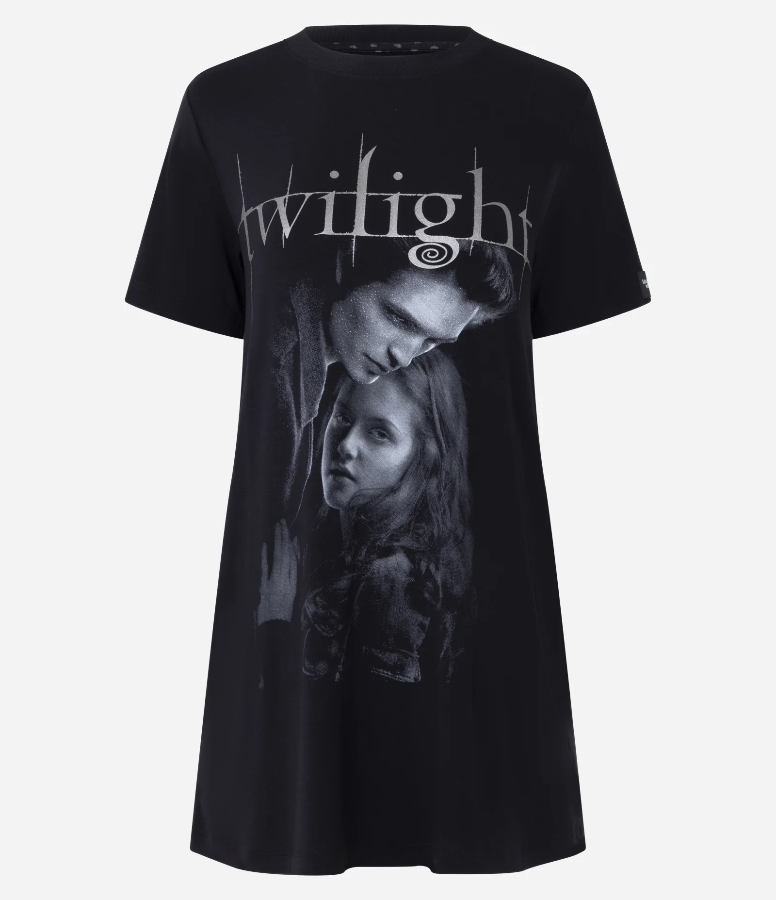 Camisola Curta com Estampa Crepúsculo e Brilho Preto 1
