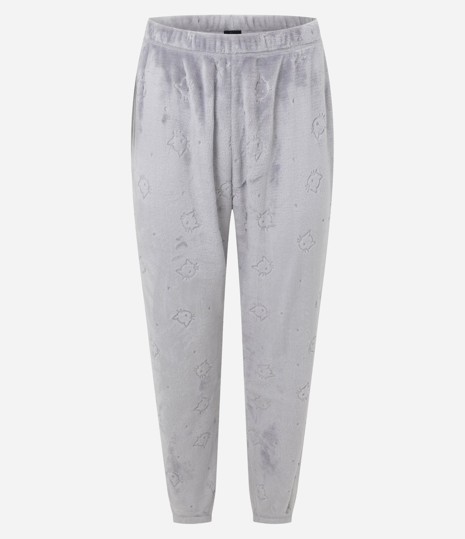 Pijama Longo em Fleece com Textura de Gatinhos Cinza 2
