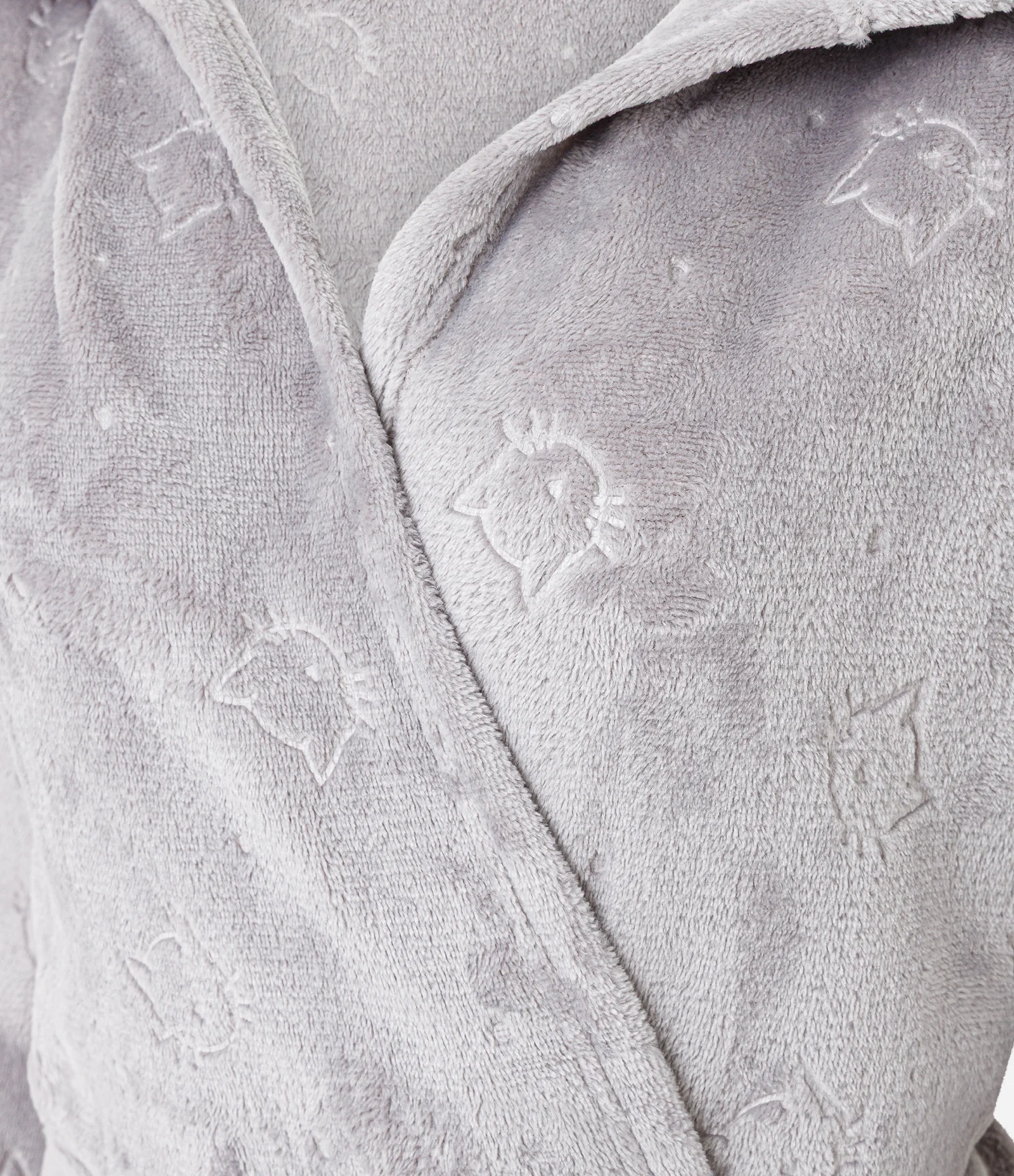Robe em Fleece com Capuz e Textura de Gatinhos Cinza 2