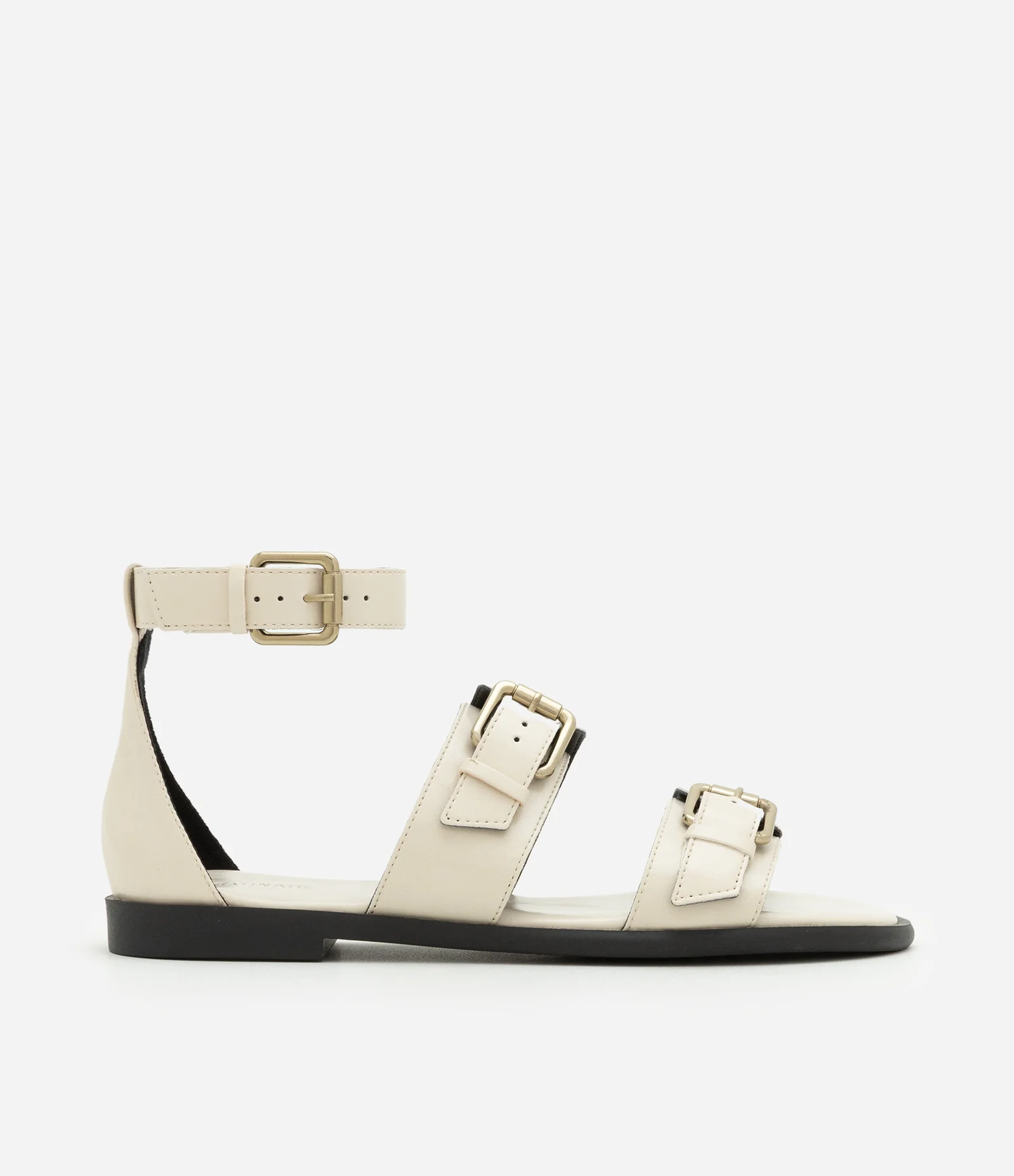 Sandália Rasteira Gladiadora com Tiras Largas Ajustáveis Off White 1