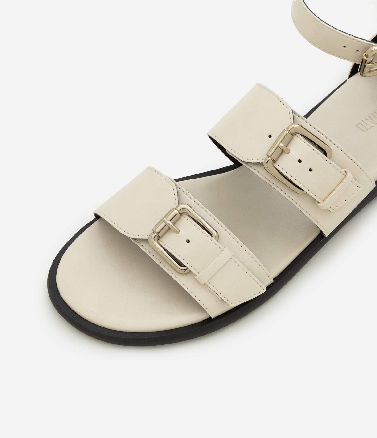 Sandália Rasteira Gladiadora com Tiras Largas Ajustáveis Off White 4