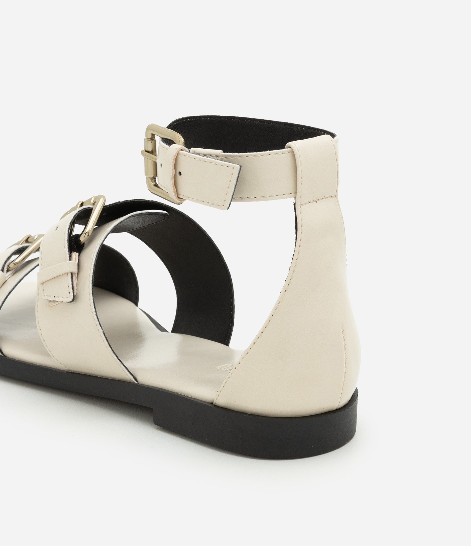 Sandália Rasteira Gladiadora com Tiras Largas Ajustáveis Off White 6