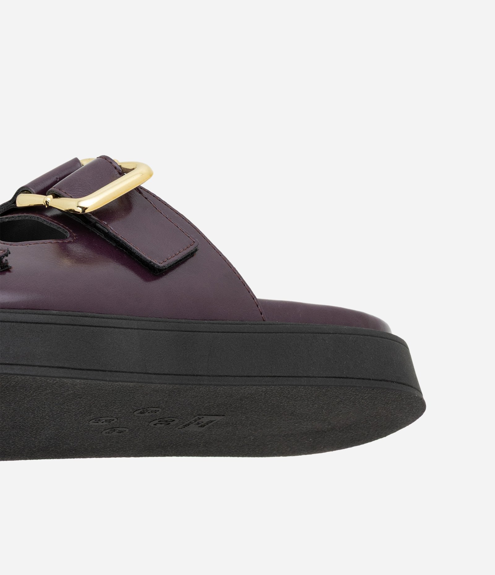 Rasteira Slide em PU com Tira Dupla e Fivela Vinho 3