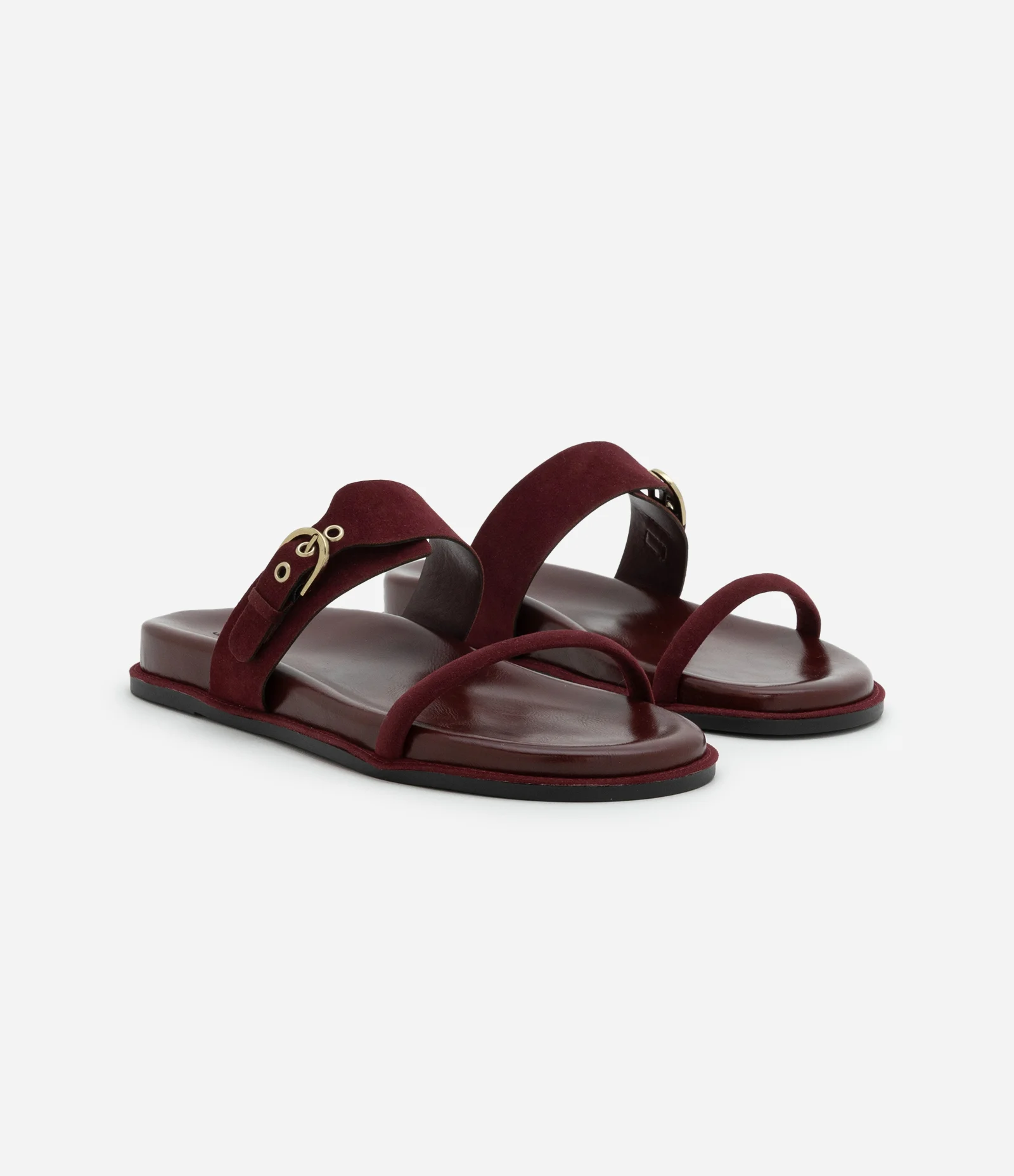 Rasteira em PU com Tira Ajustável e Fivela Bordô 2