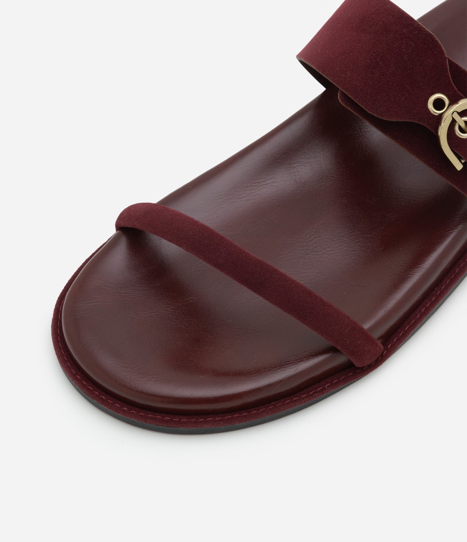 Rasteira em PU com Tira Ajustável e Fivela Bordô 3