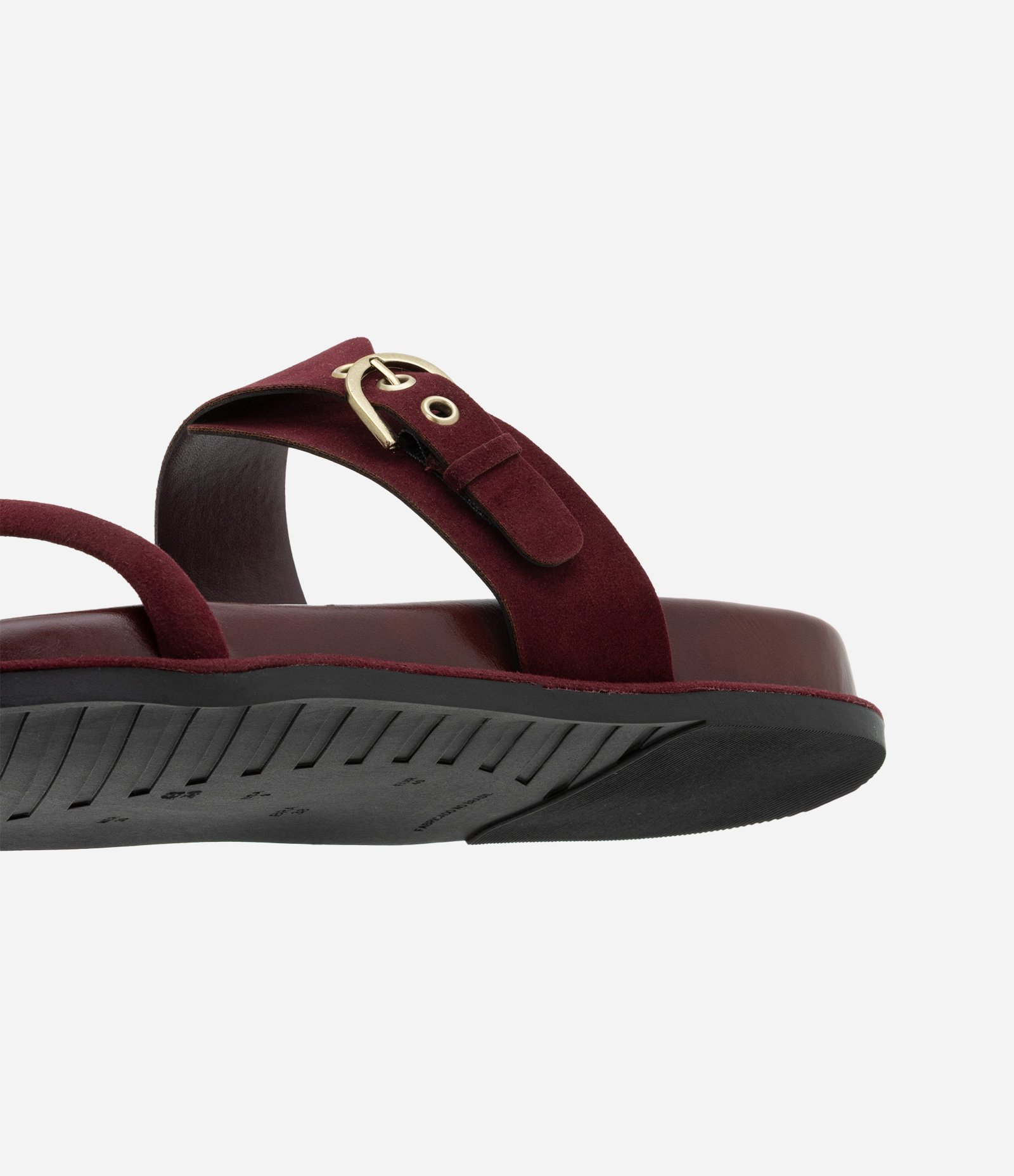 Rasteira em PU com Tira Ajustável e Fivela Bordô 4