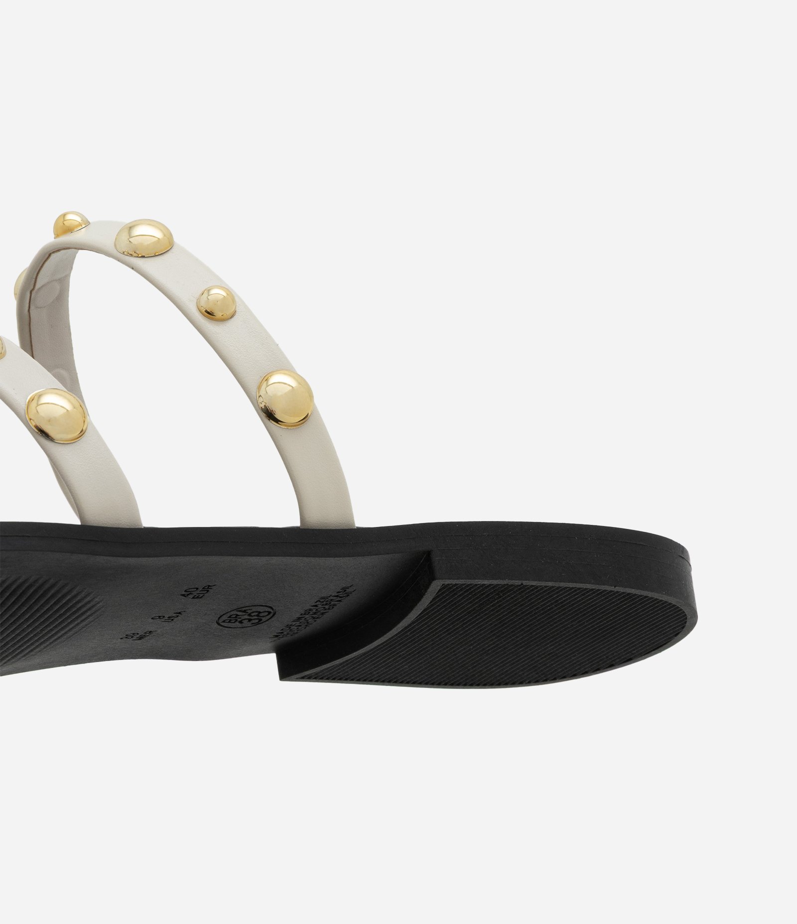 Rasteira Mule com Três Tiras e Studs Aplicados Off White 4