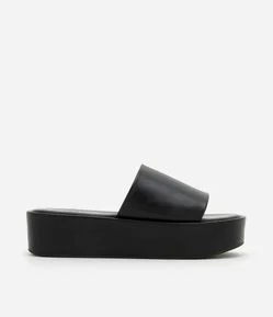 Sandália Slide Flatform em PU com Cabedal Amplo