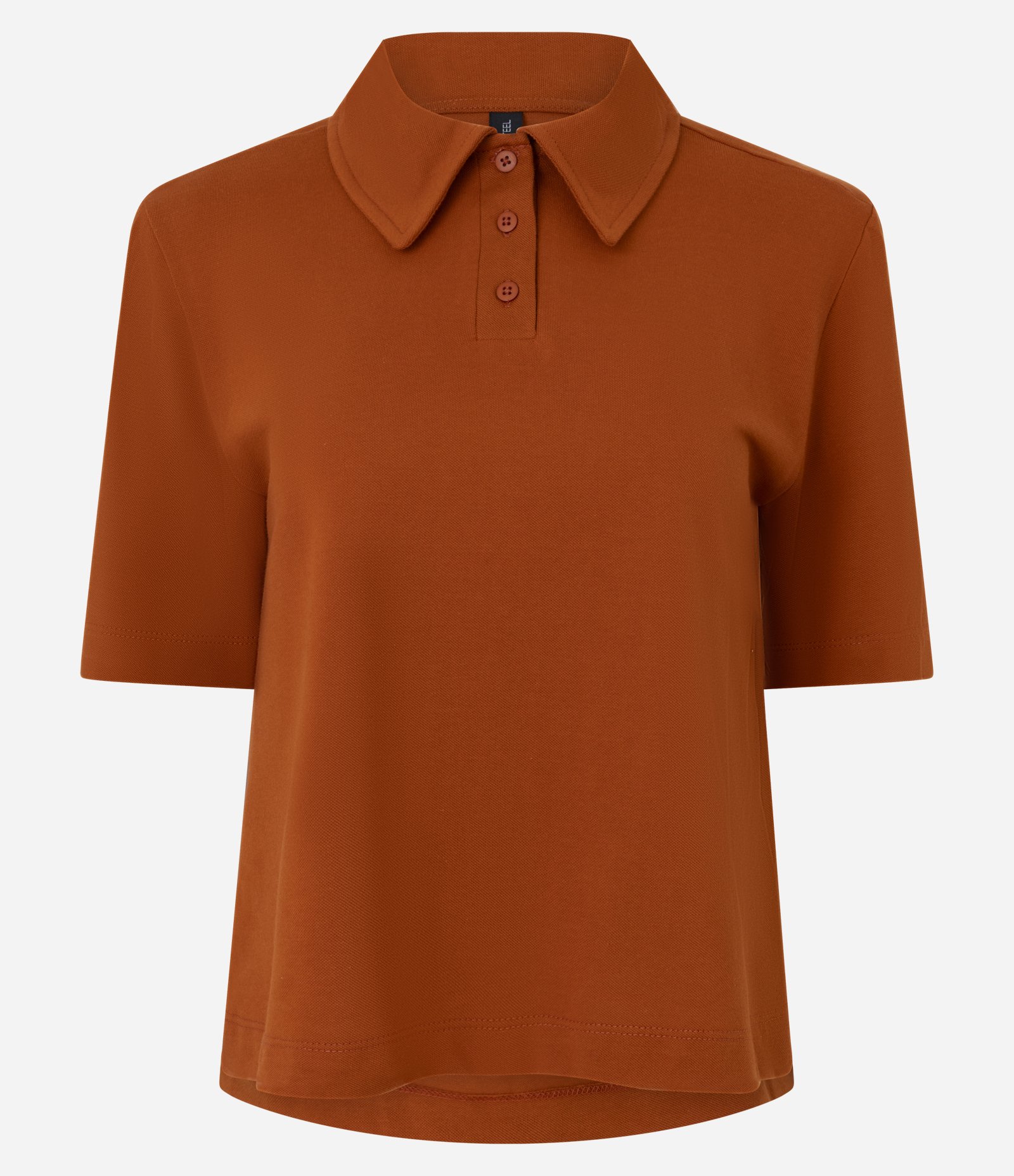 Blusa Manga Curta Piquet em Algodão com Ombreiras Laranja 4