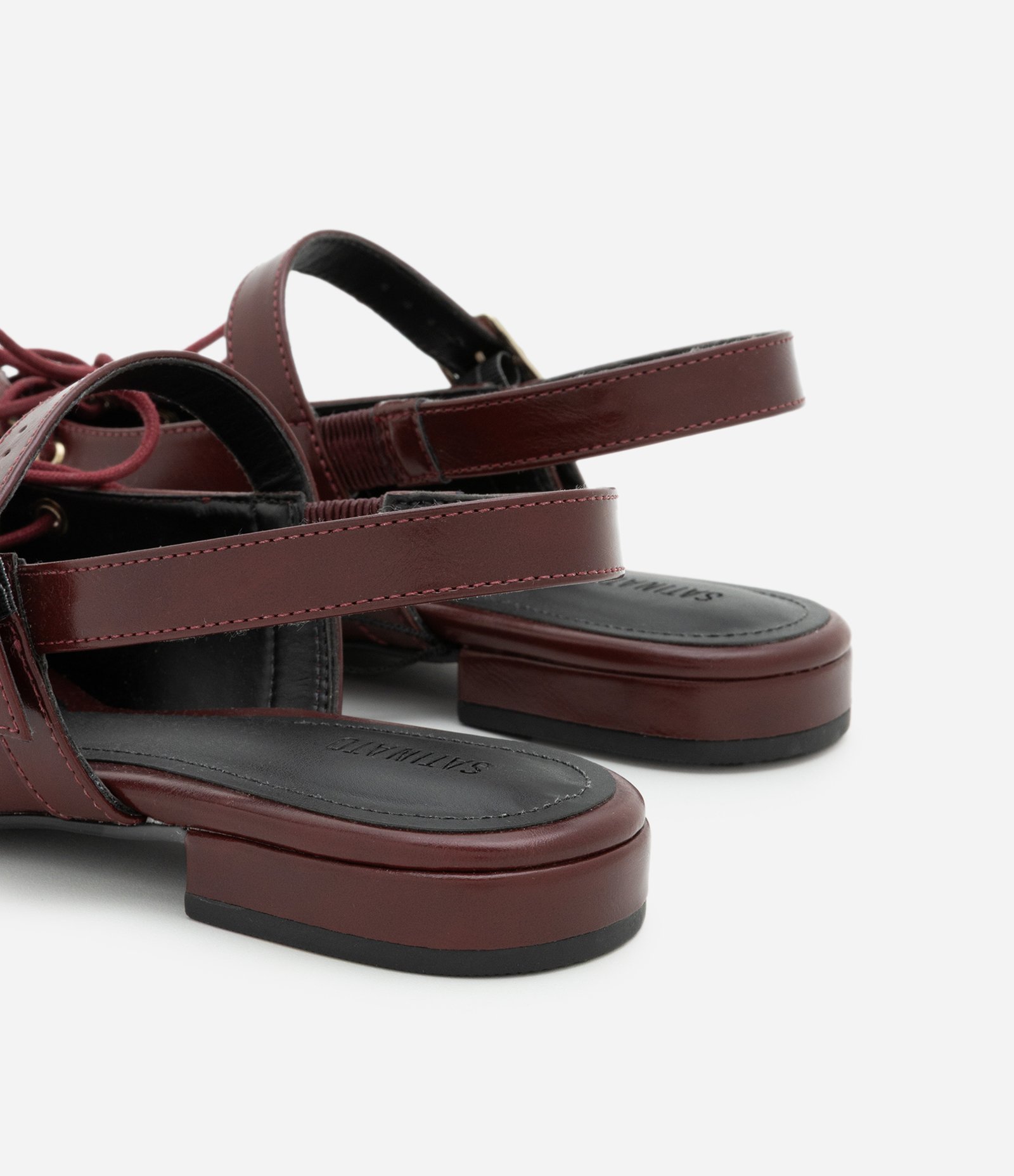 Sapatilha Slingback em PU com Amarração Frontal Bordô 3