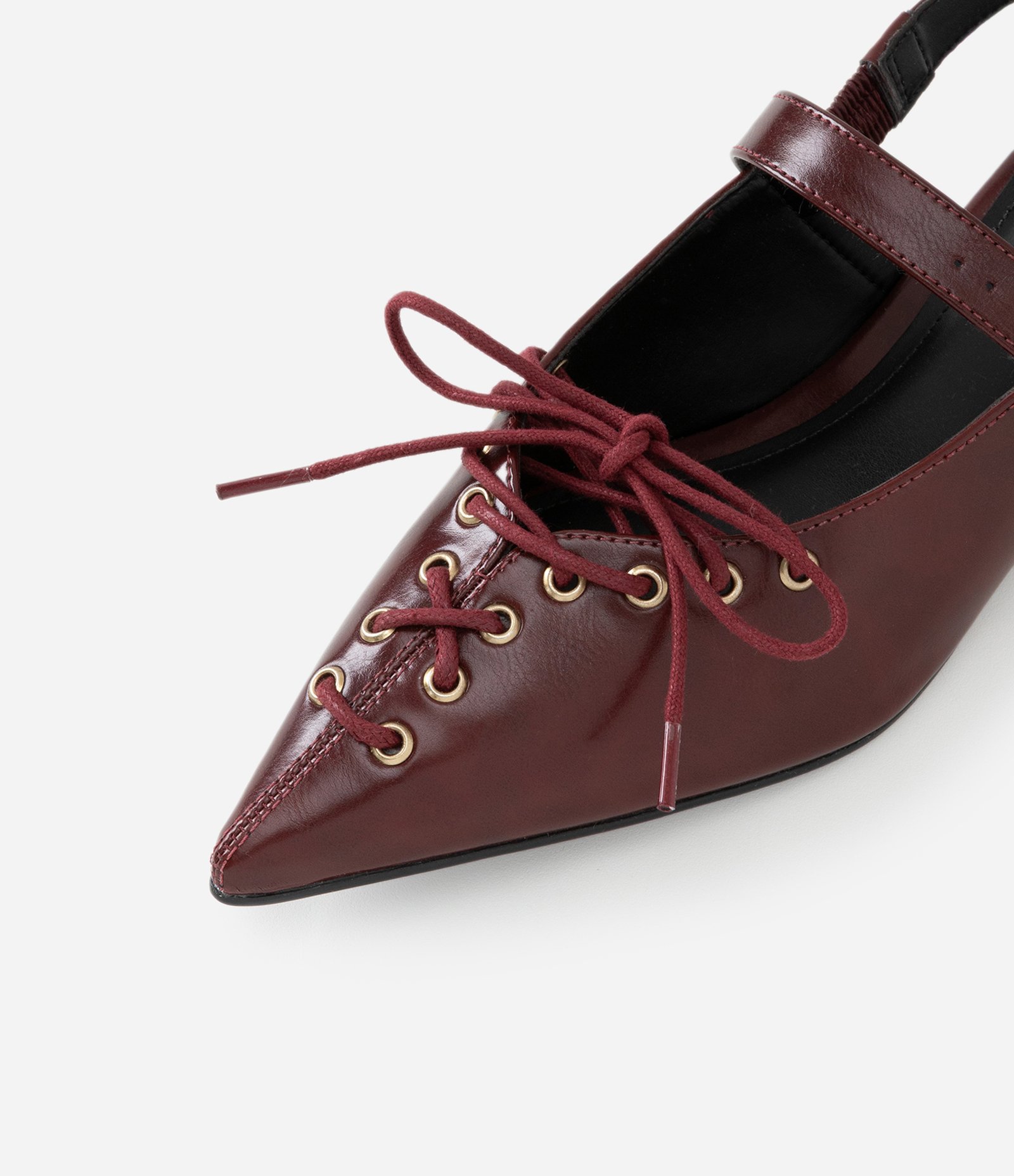 Sapatilha Slingback em PU com Amarração Frontal Bordô 5