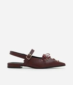 Sapatilha Slingback em PU com Amarração Frontal